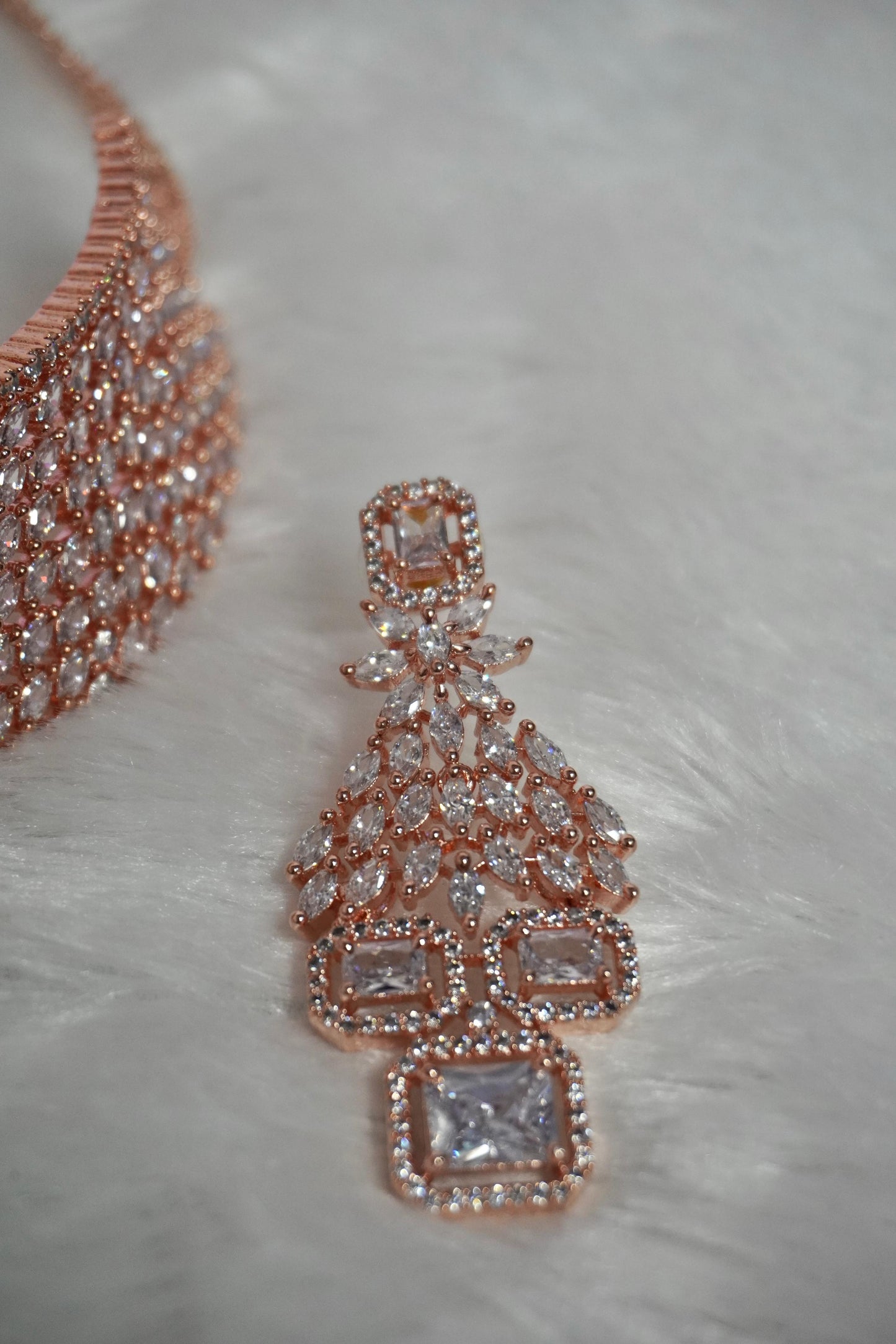 Rose Gold AD Stone Choker Set ADR007