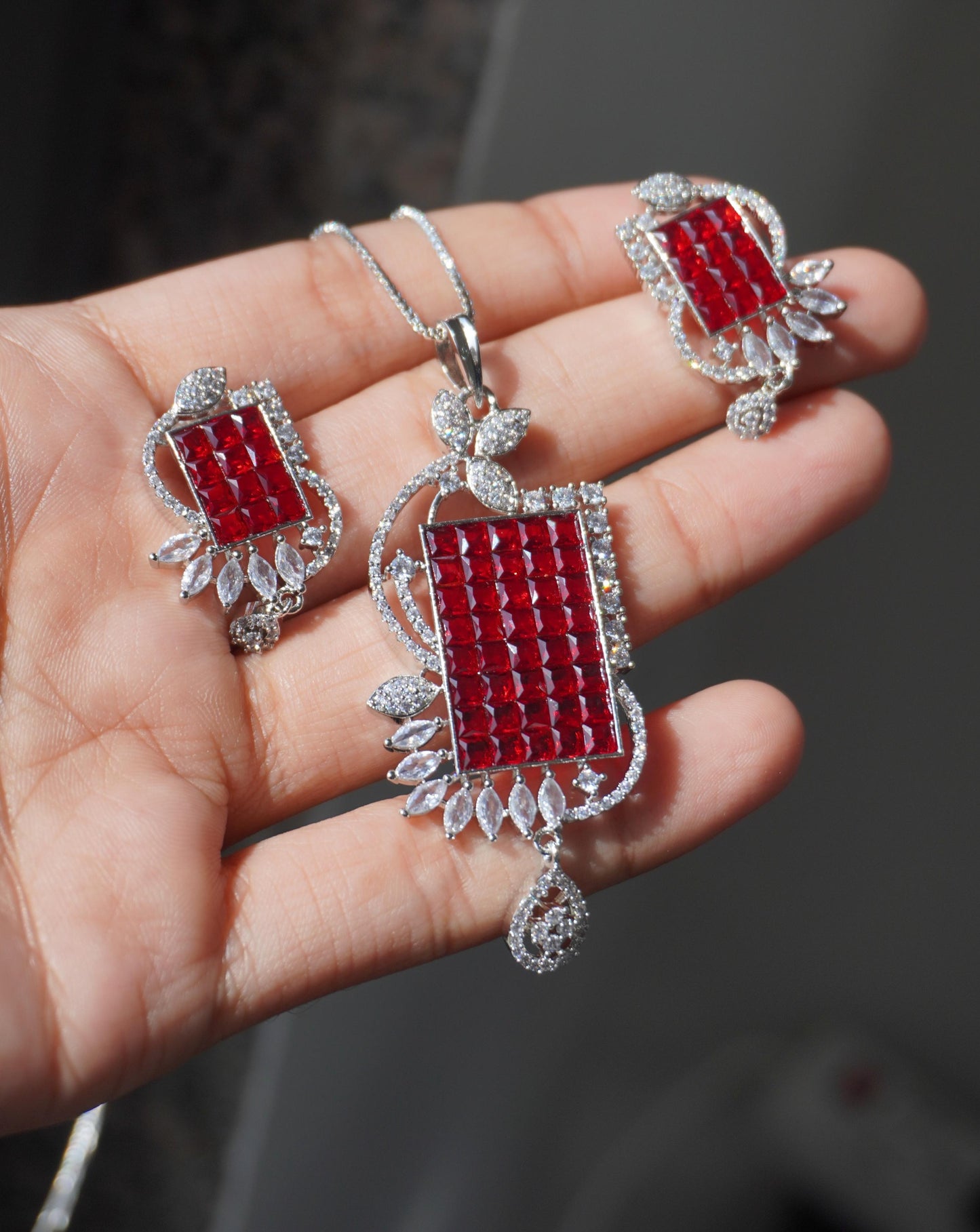 AD Stone Pendant Necklace Set ADS004