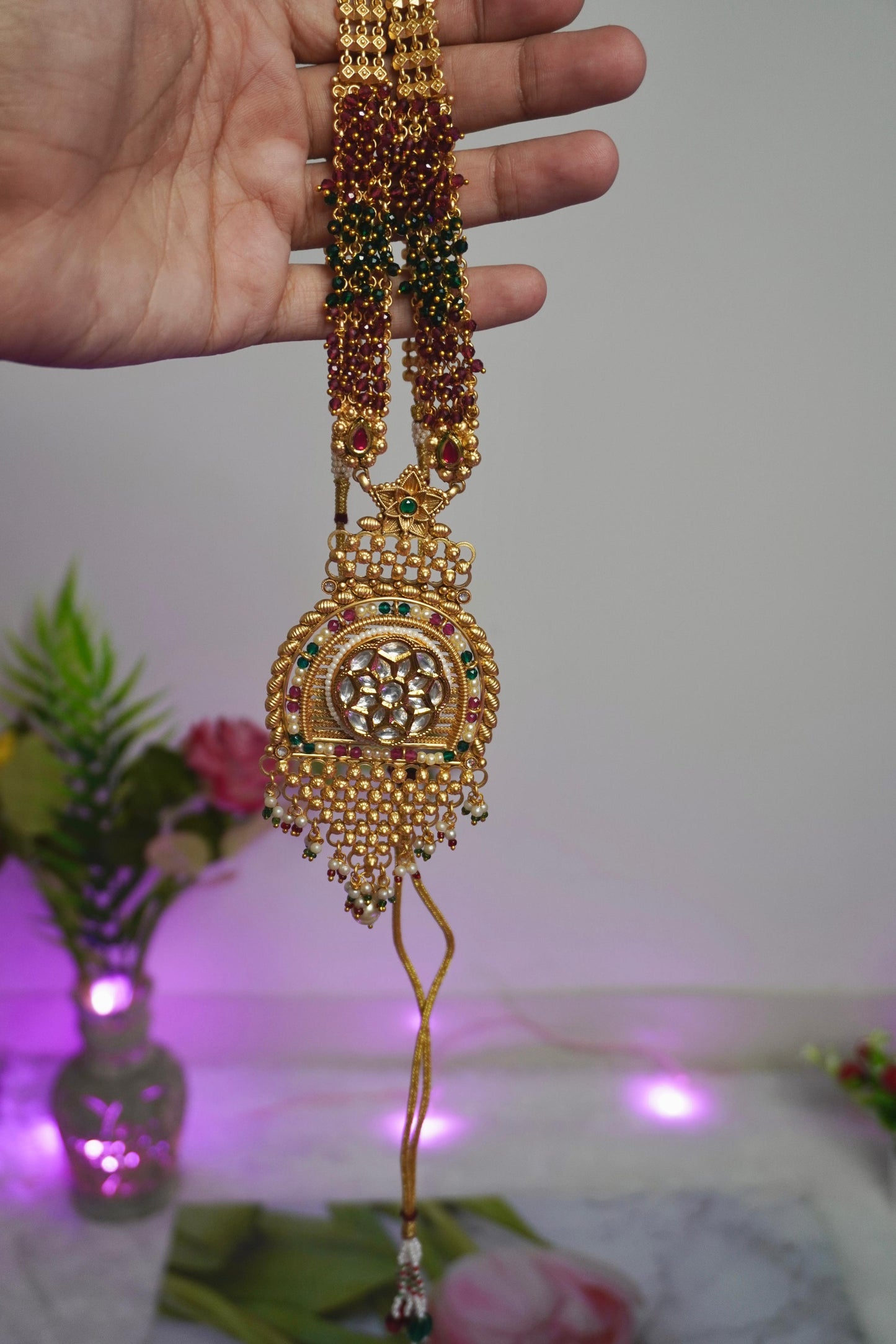 Antique Gold Long Necklace Set