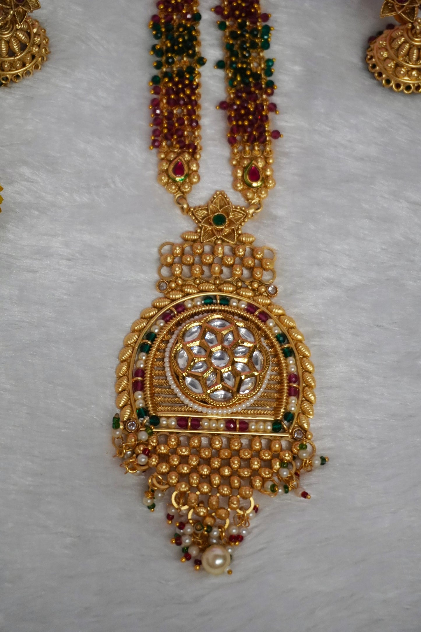 Antique Gold Long Pendant Necklace Set