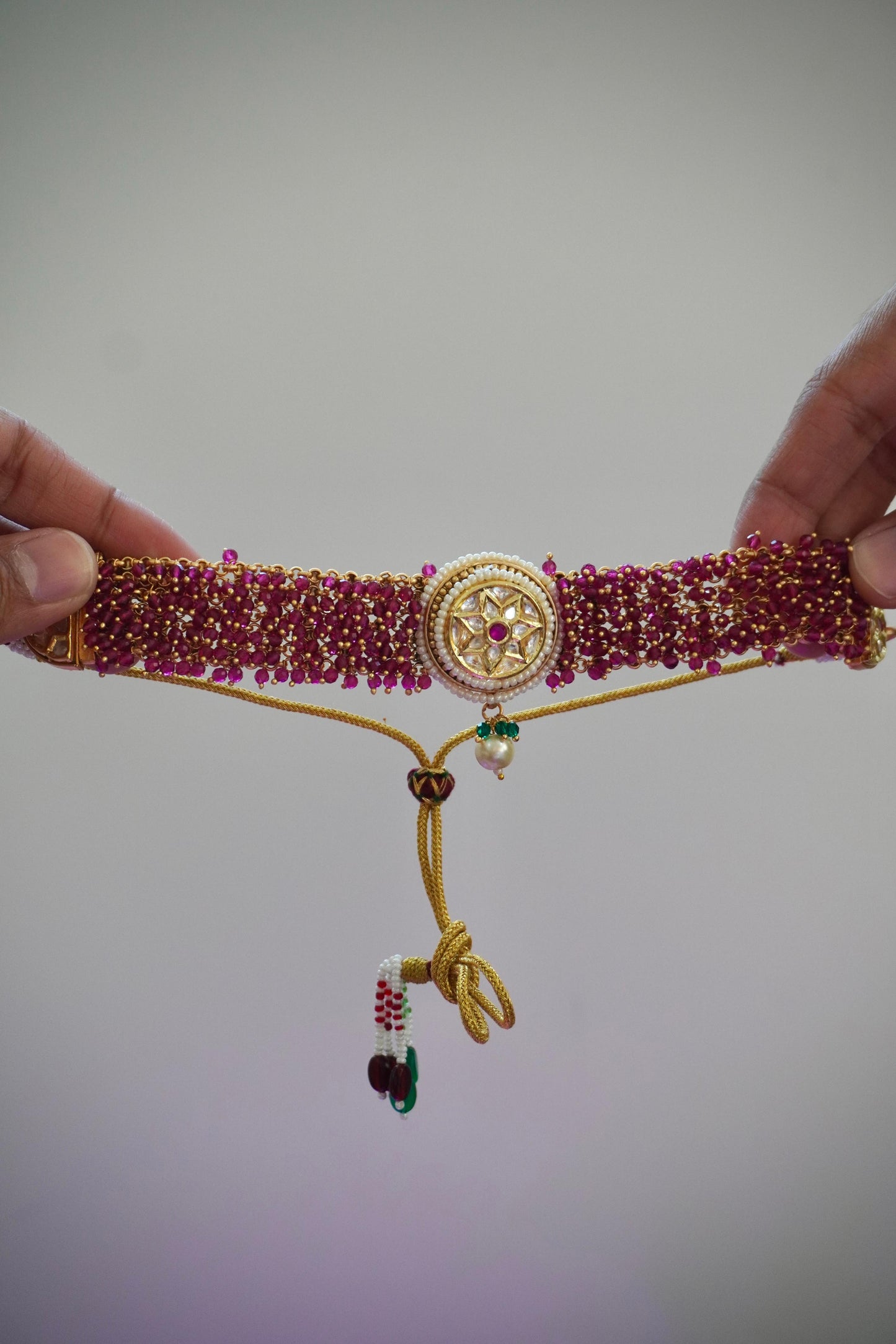 Magenta Kundan Choker Necklace AGK009