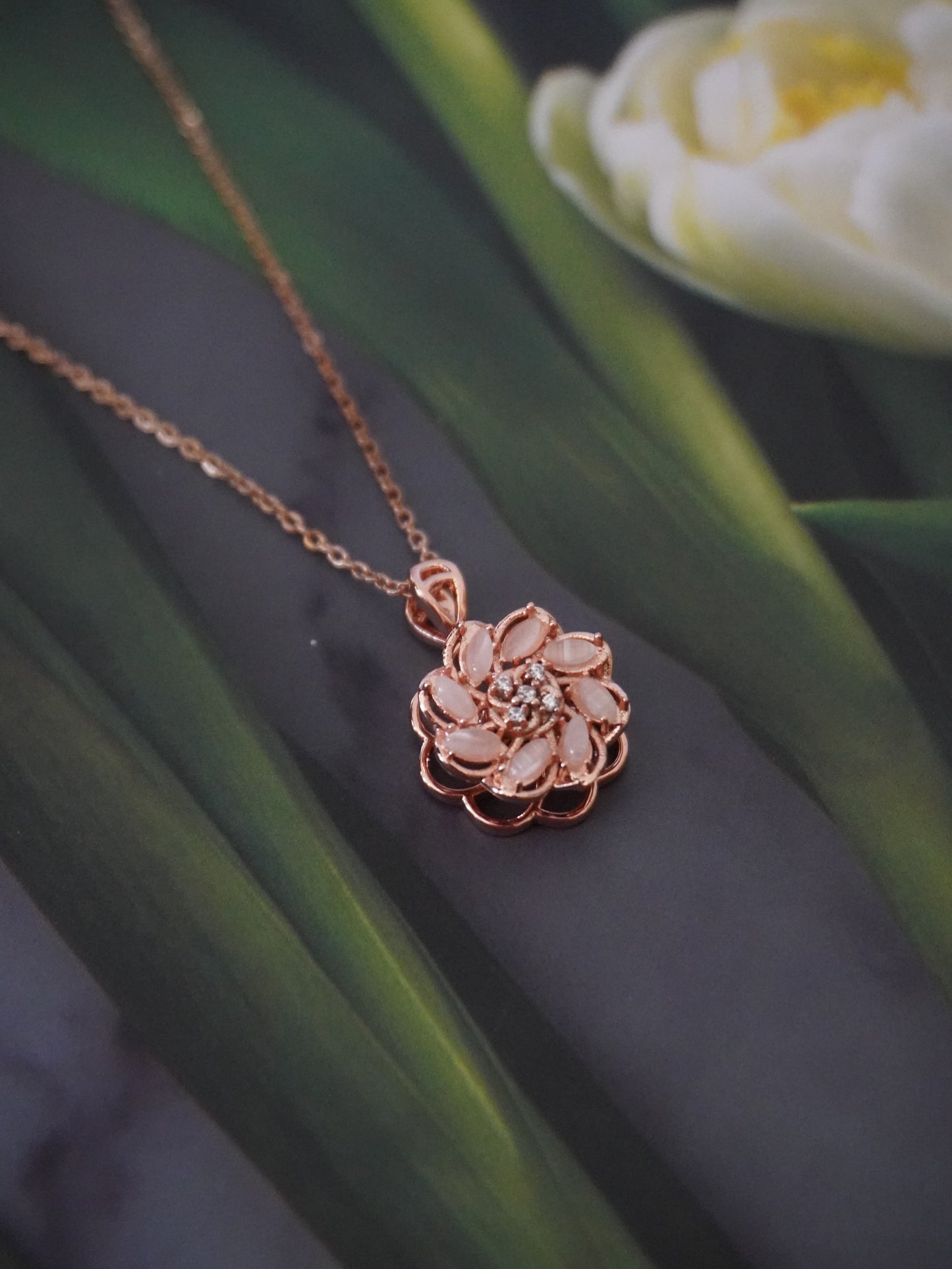 Aahana Rose Gold Floral Pendant