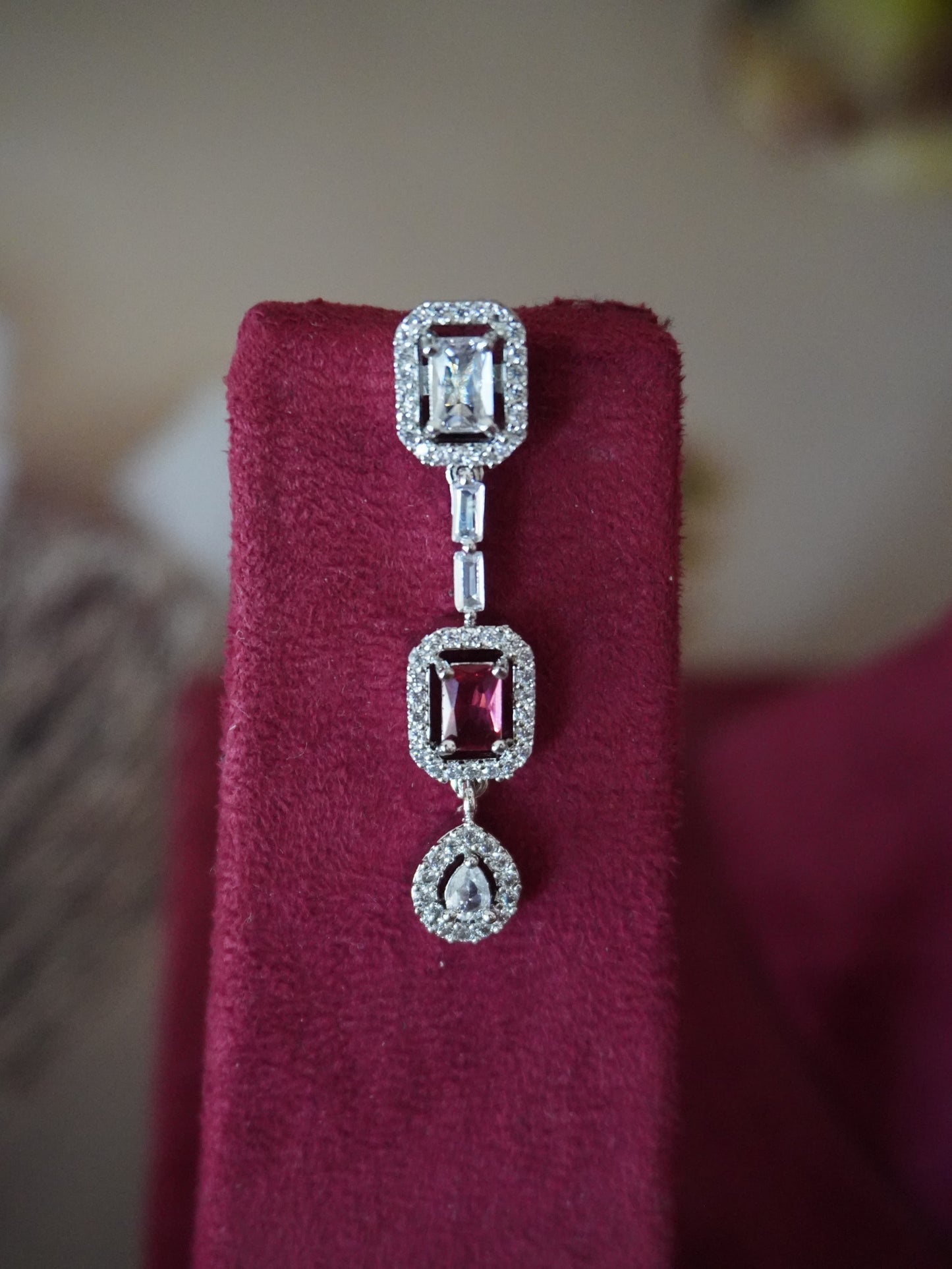 Avantika red American diamond necklace