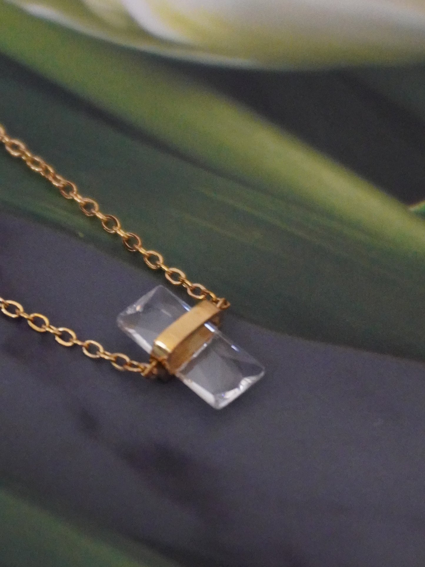 Fancy Crystal Gold Toned AD Chain Pendant