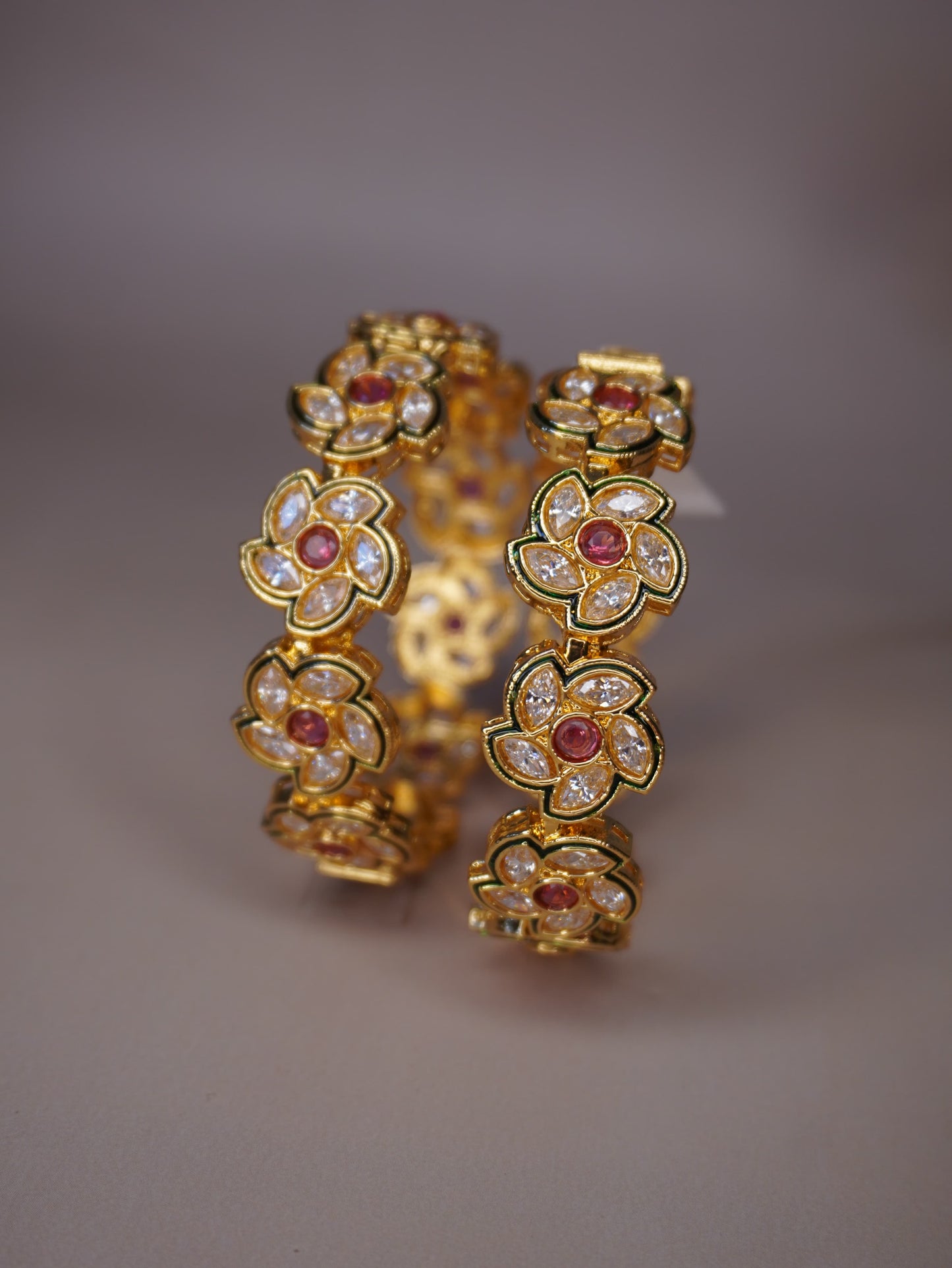 Floral Kundan Bangles