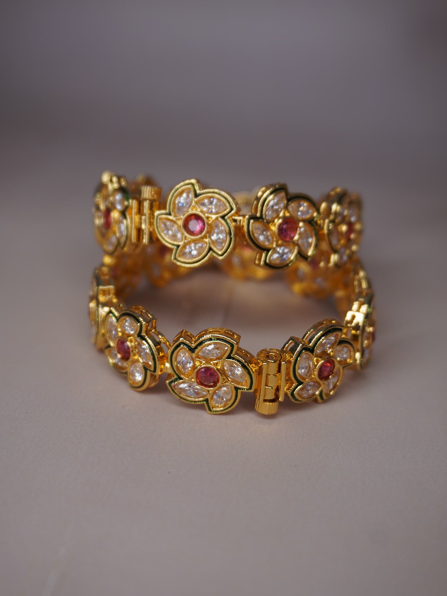 Floral Kundan Bangles