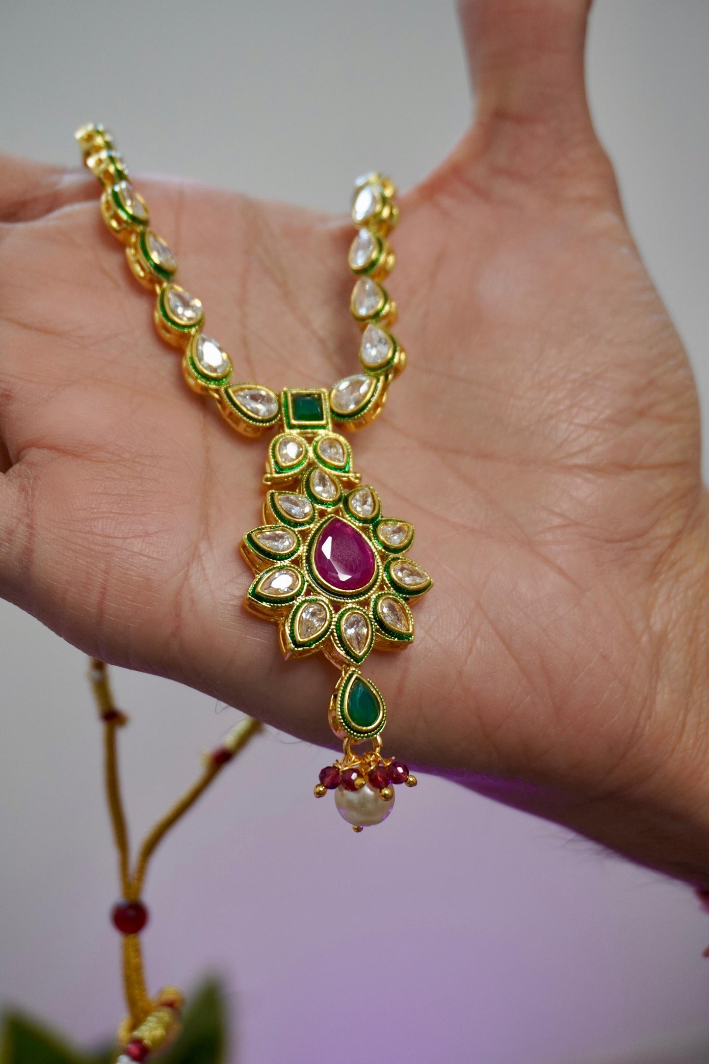 Gold Plated Kundan Pendant Necklace GPK006