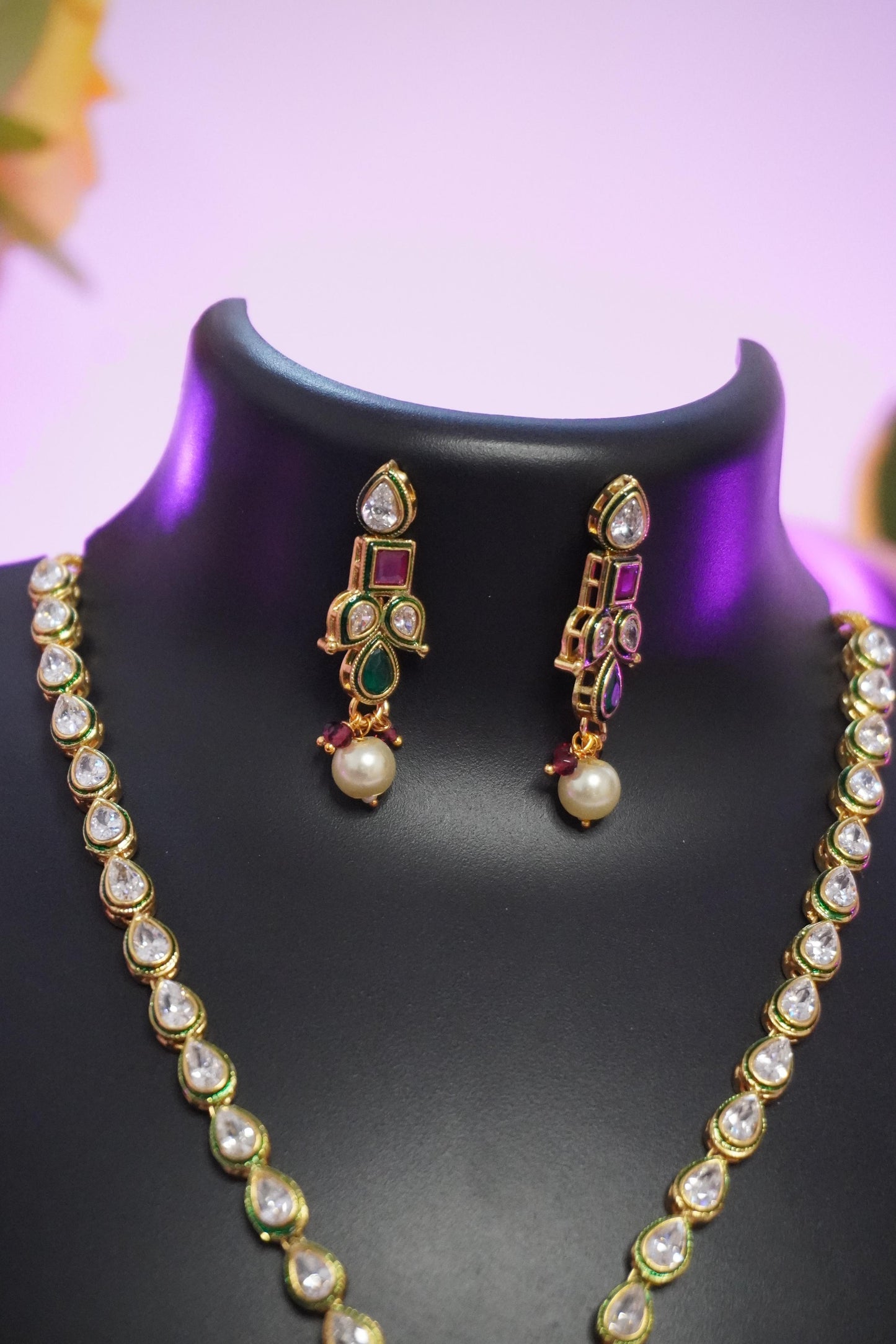 Gold Plated Kundan Pendant Necklace GPK006