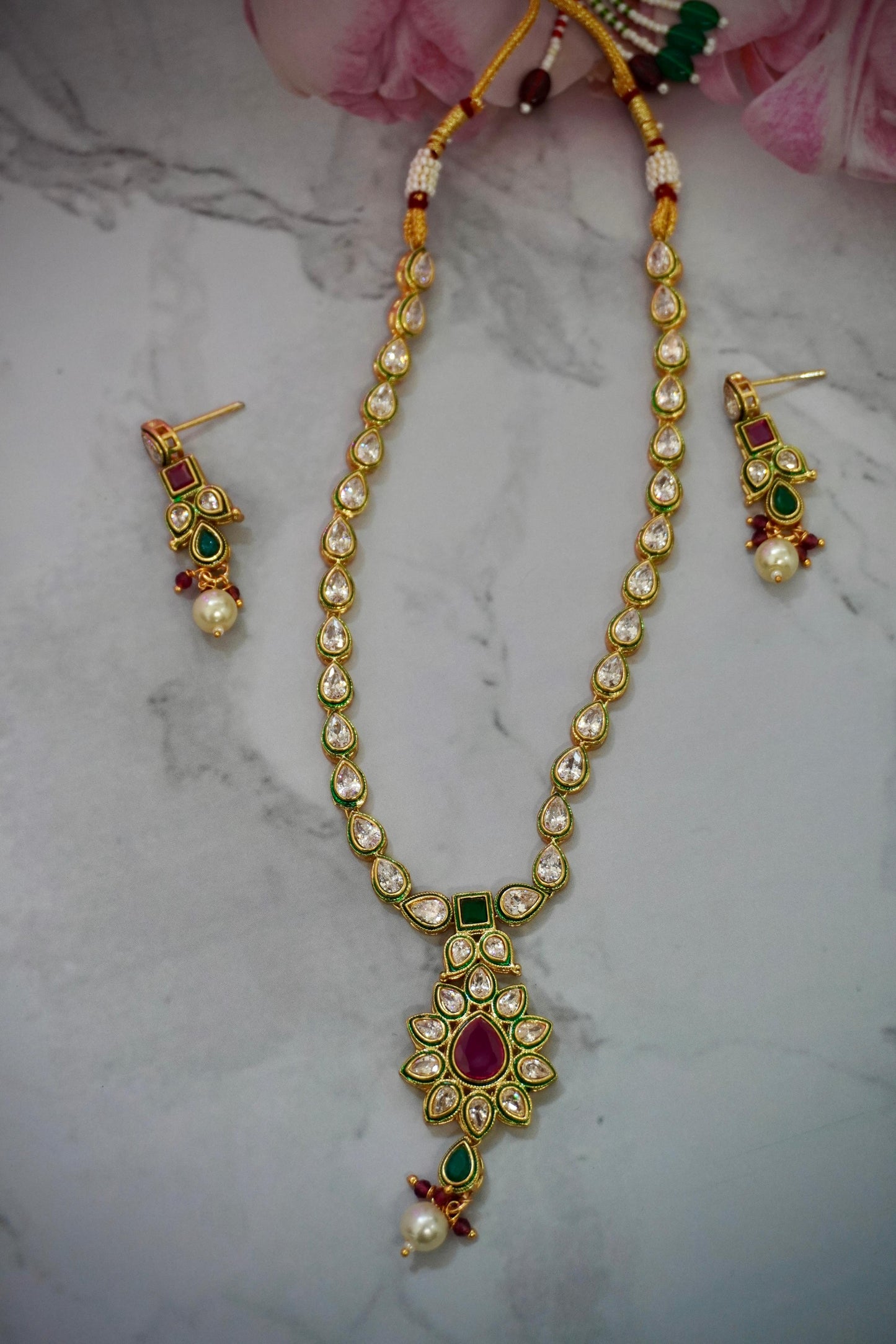 Gold Plated Kundan Pendant Necklace GPK006