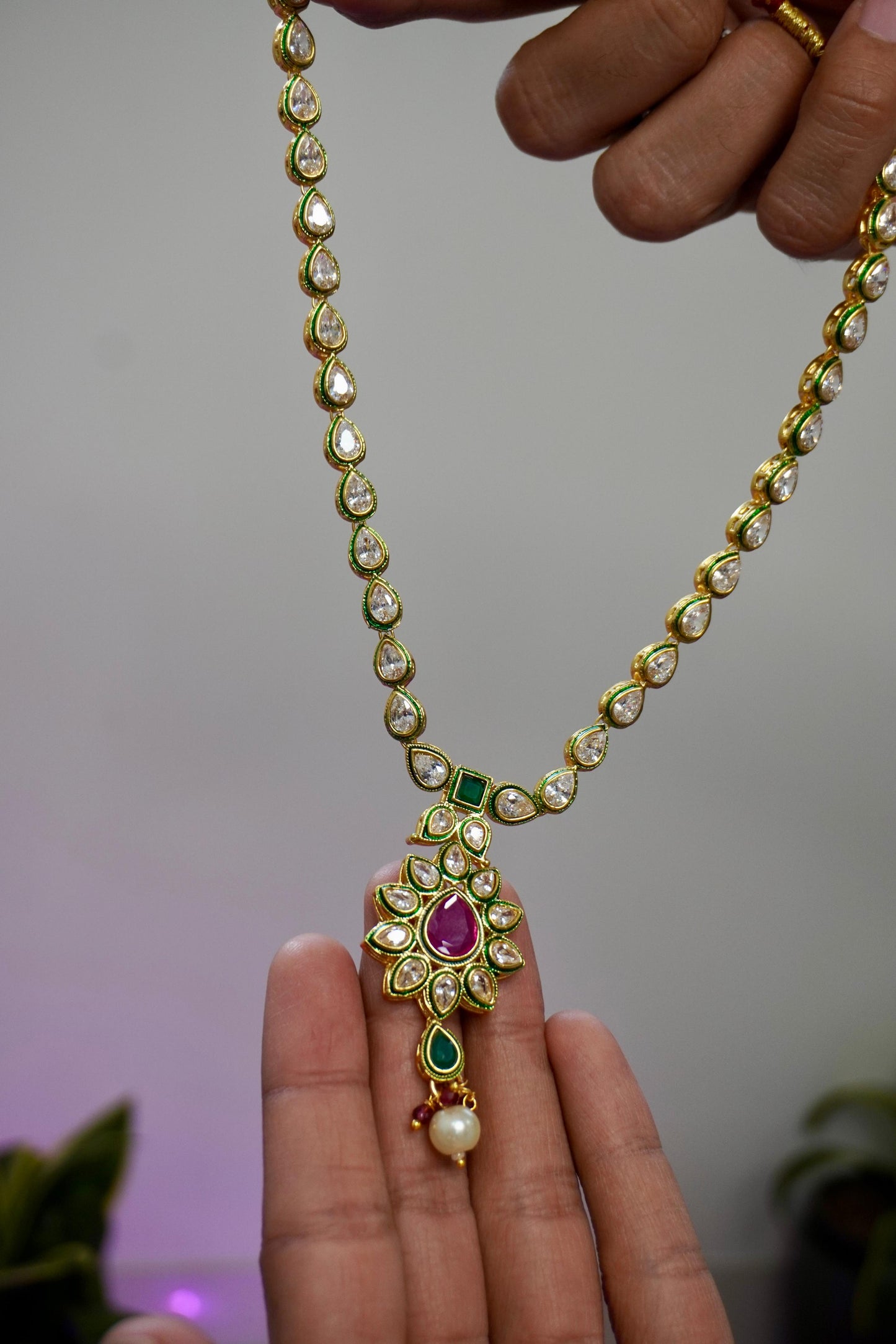 Gold Plated Kundan Pendant Necklace GPK006