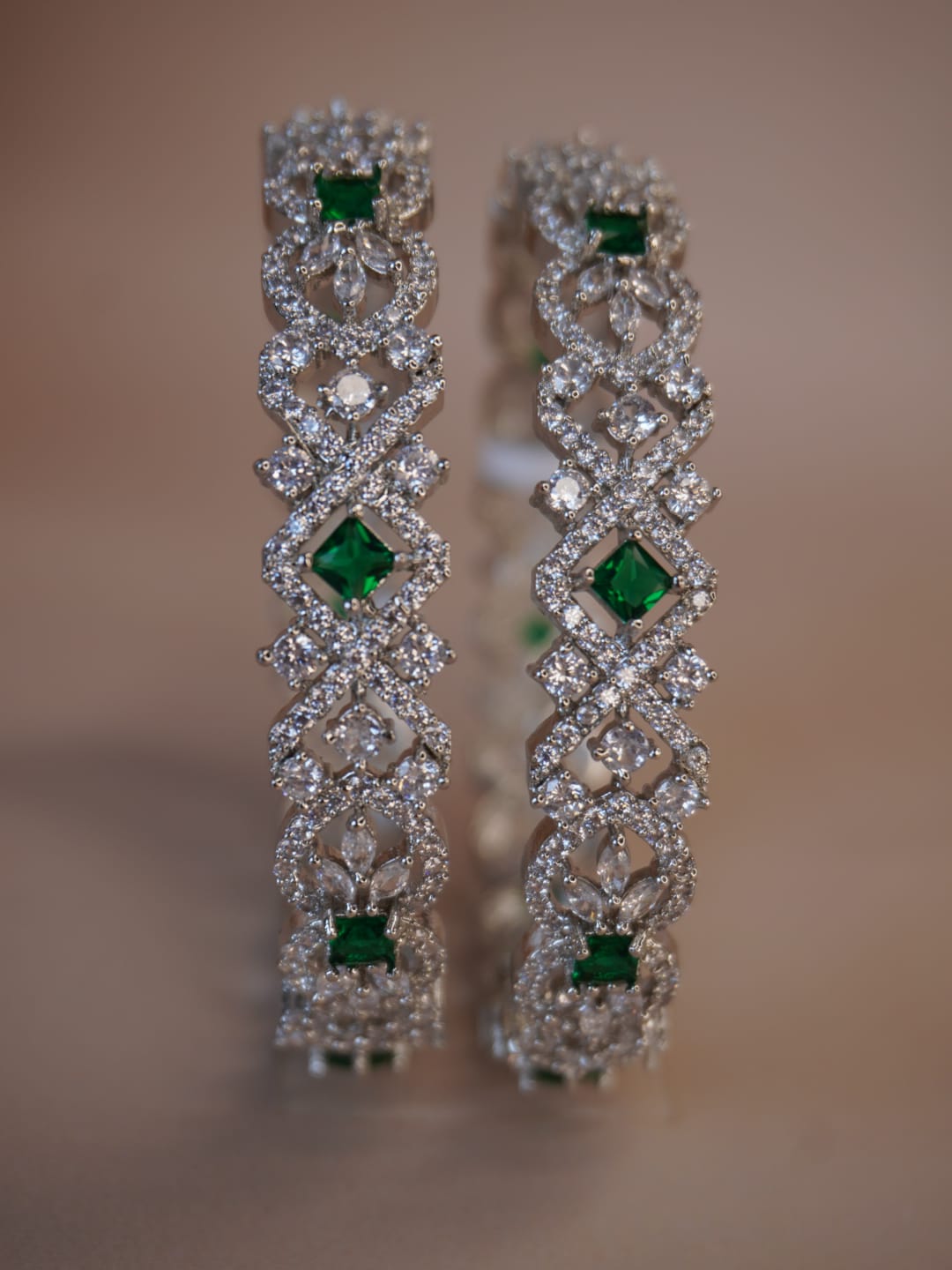 Kapila Green Stone AD Bangles