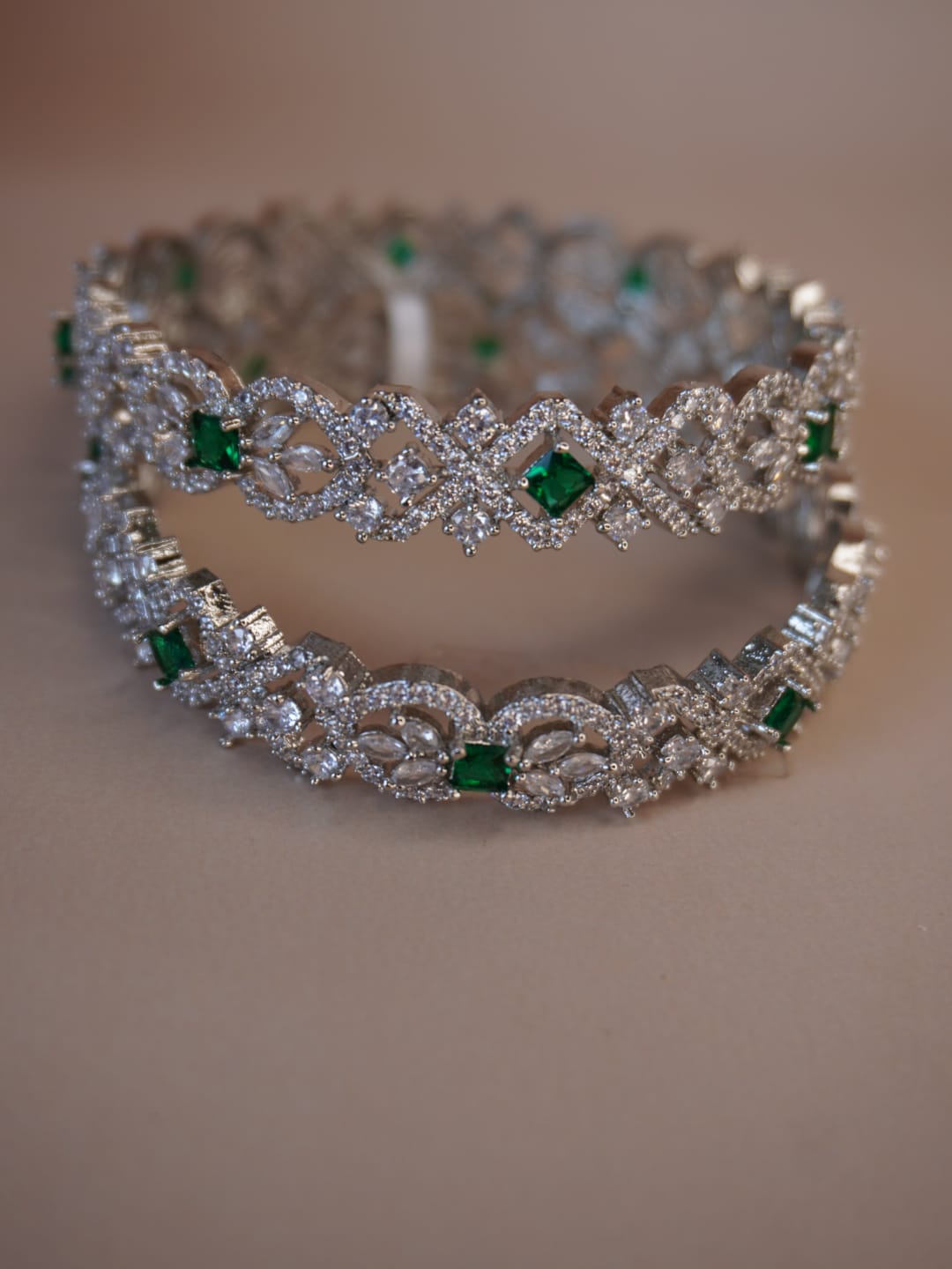 Kapila Green Stone AD Bangles