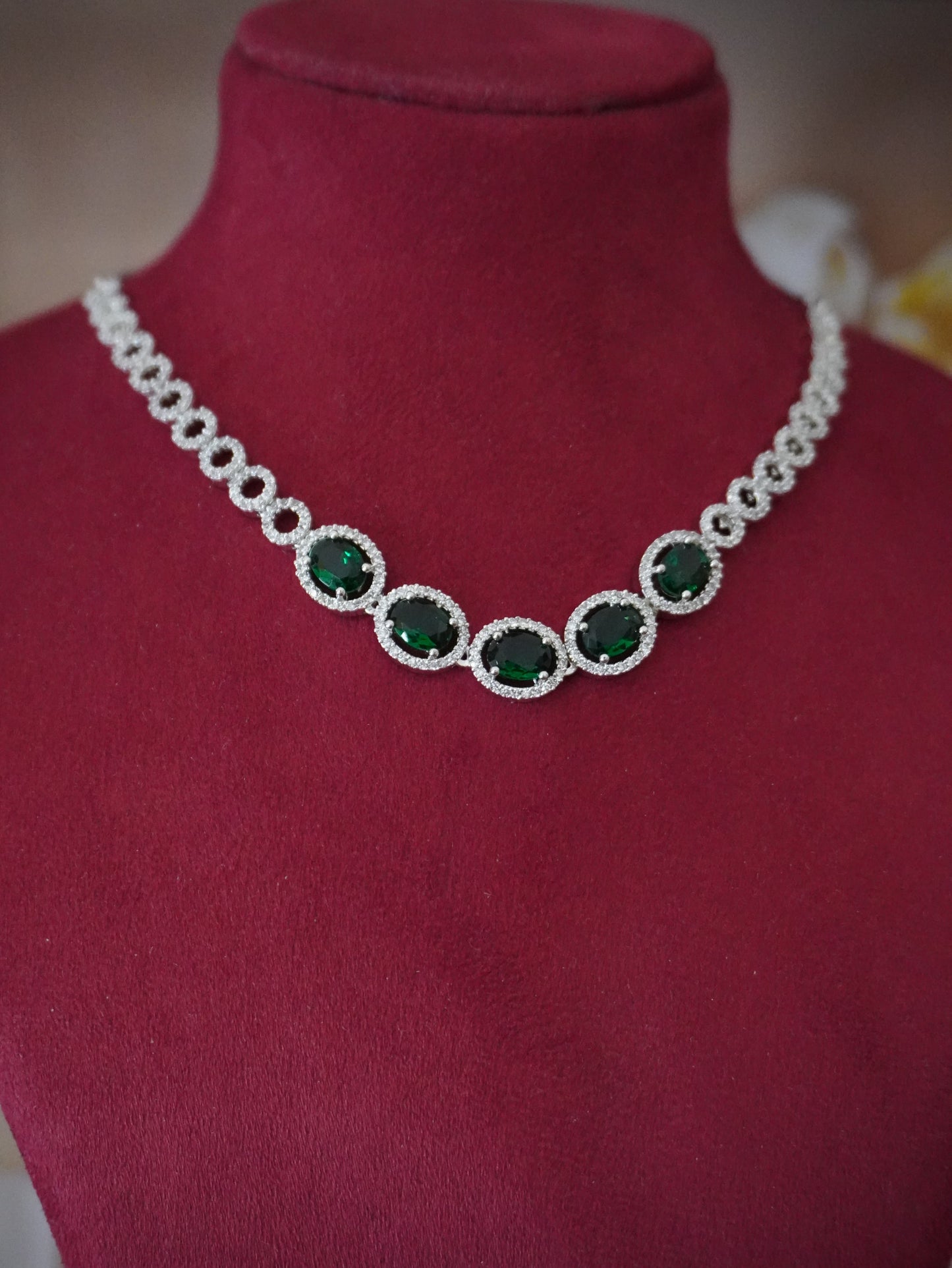 Madhubala green ad necklace