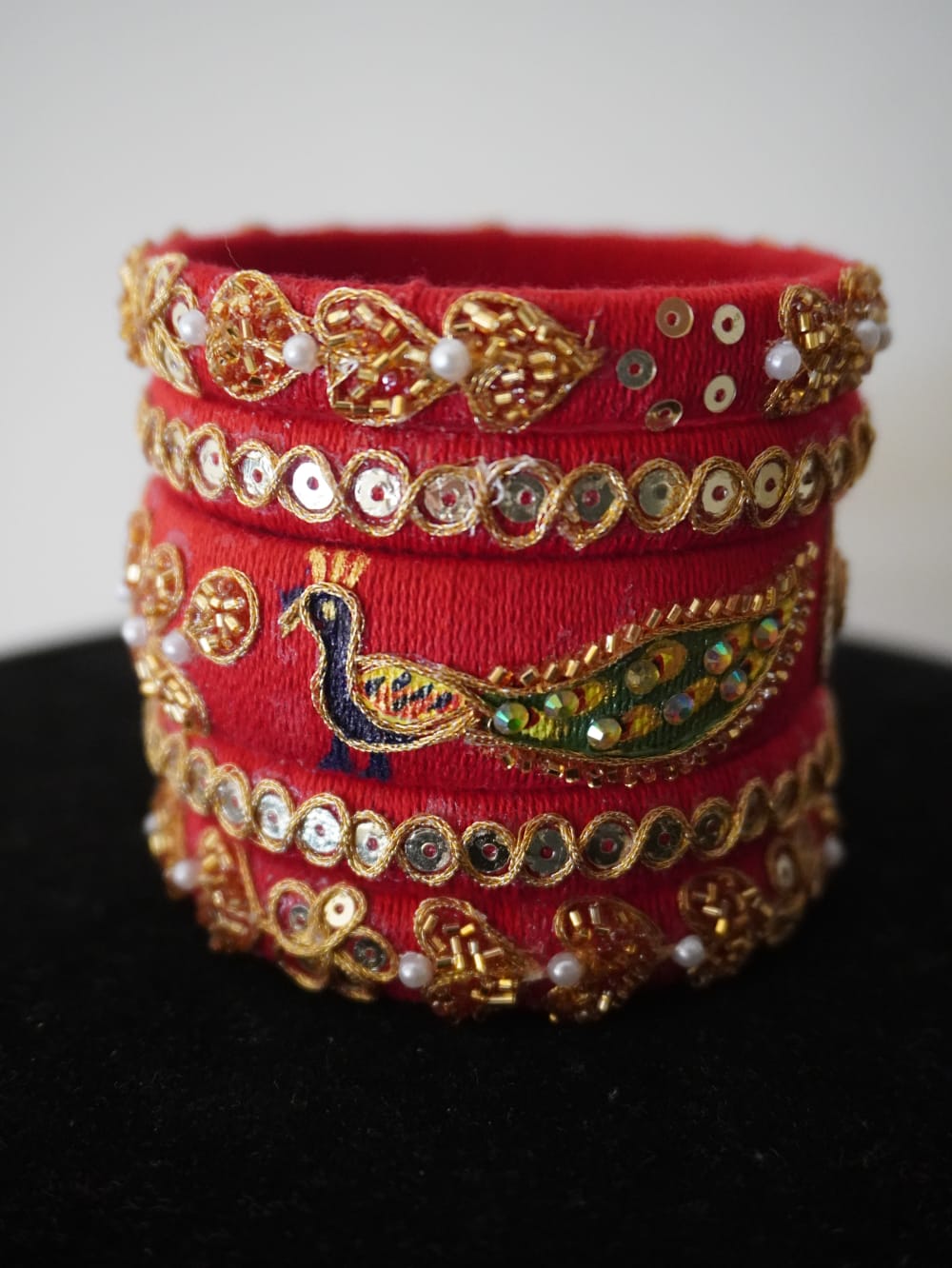 Mayuri Golden Work Red Traditional Bangles