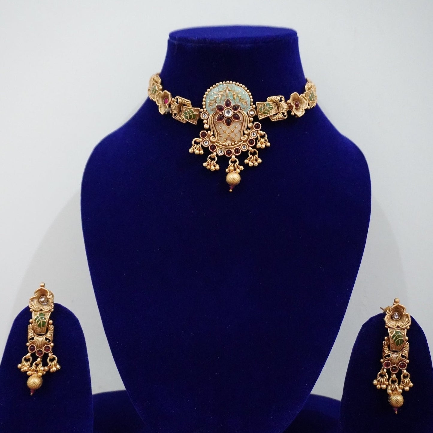 MISTRESS Antique Gold Meenakari Choker Set