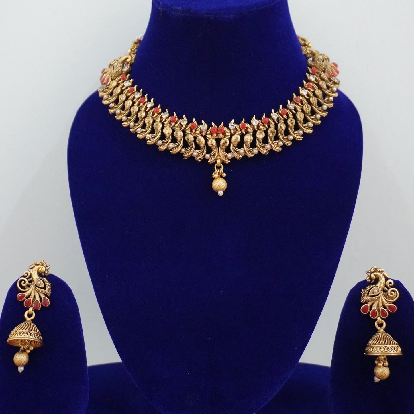 PEACOCK Antique Kundan Choker Necklace Set