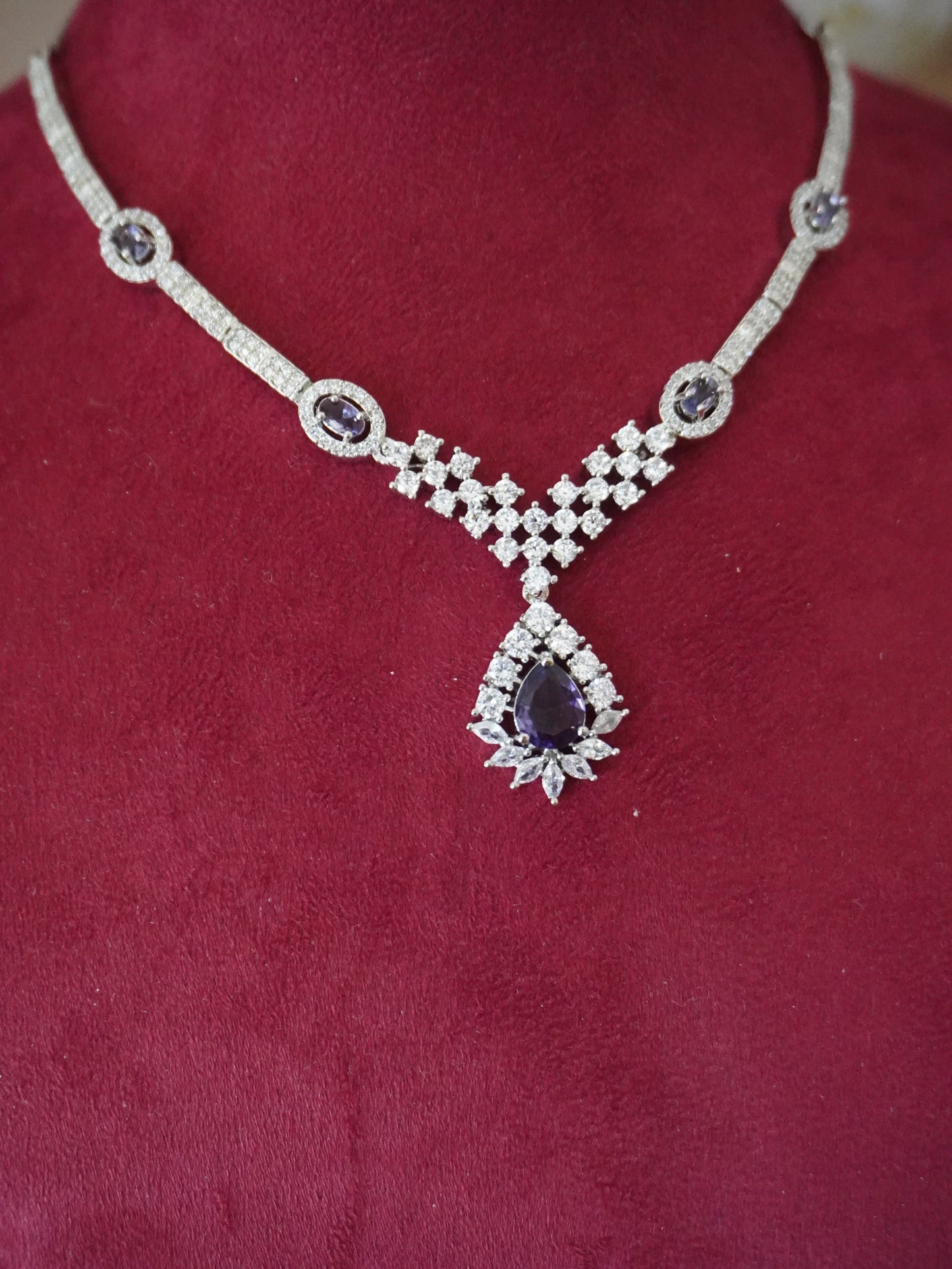 Reet purple American diamond necklace