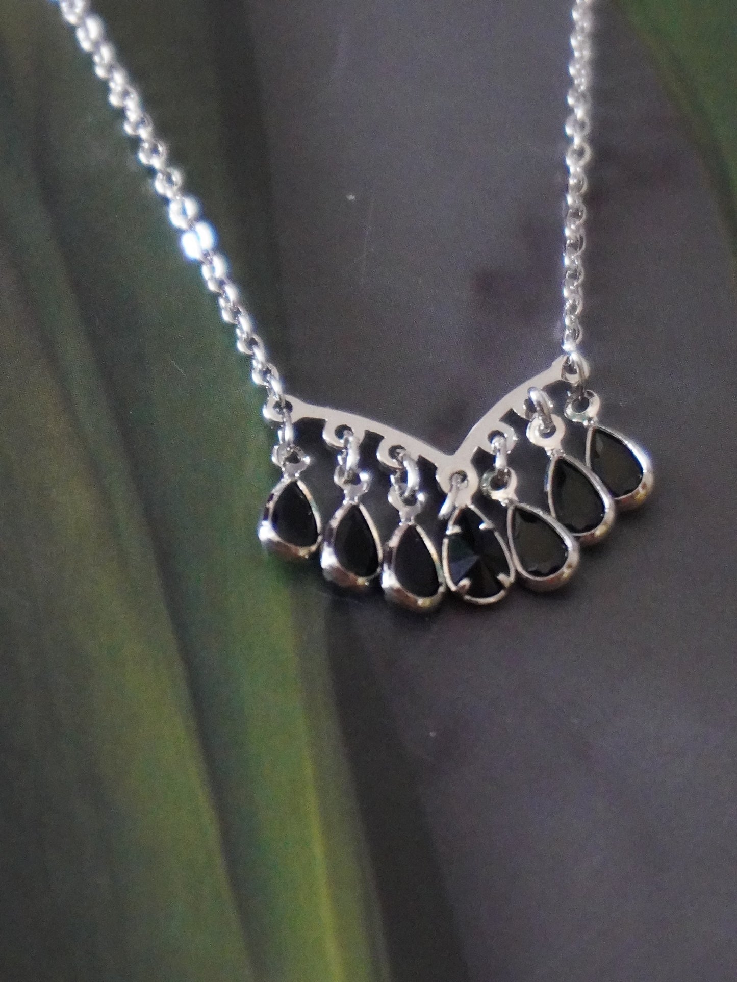 Rosie Black Teardrop Stone Pendant