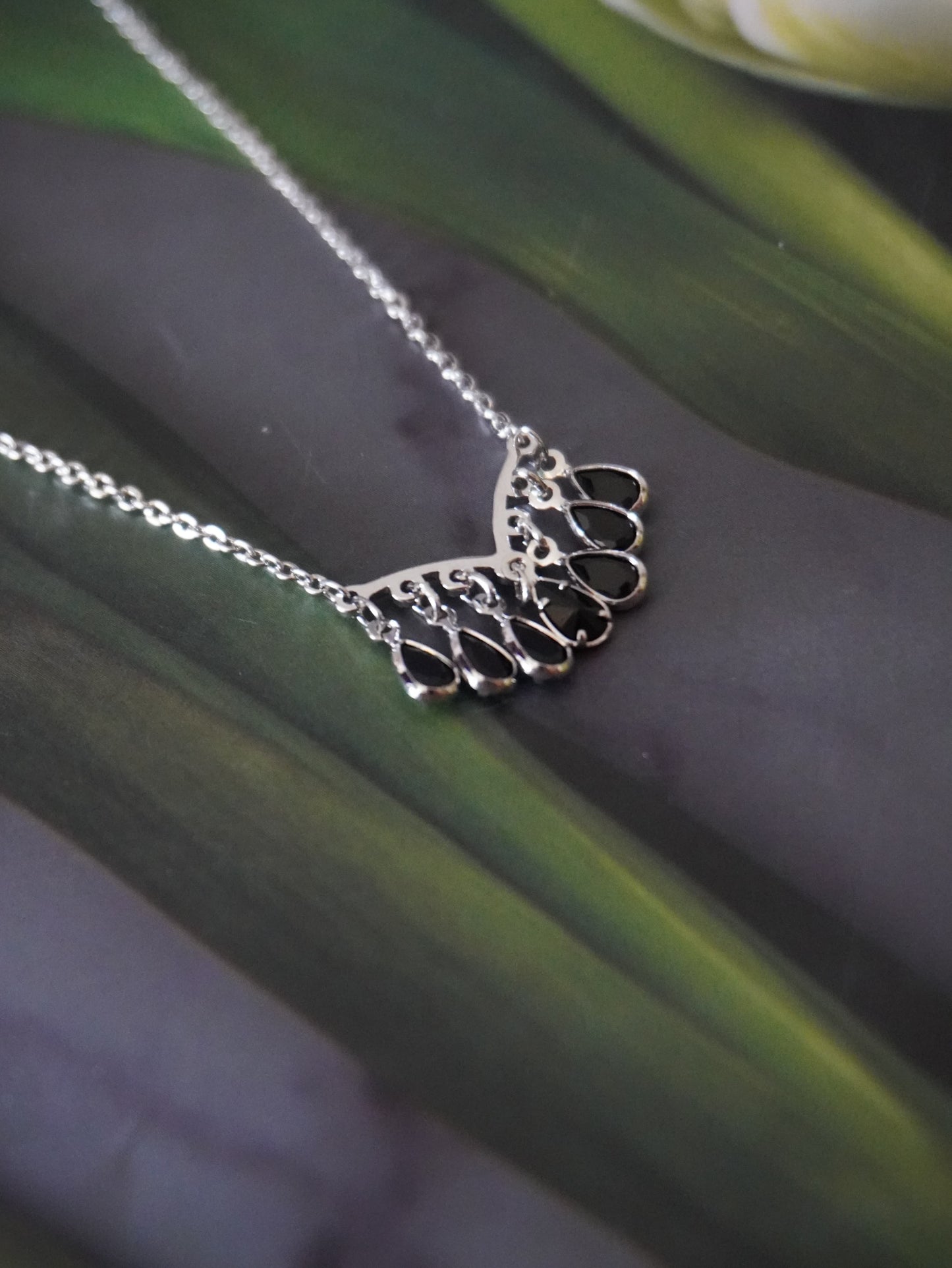Rosie Black Teardrop Stone Pendant