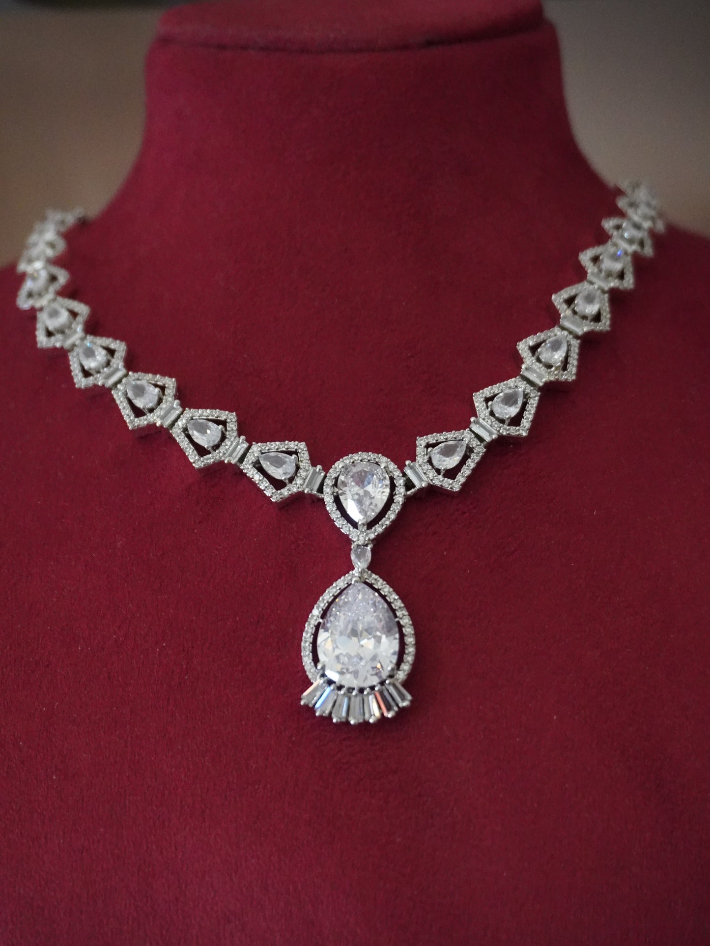 Sloka American diamond necklace imitation jewellery set