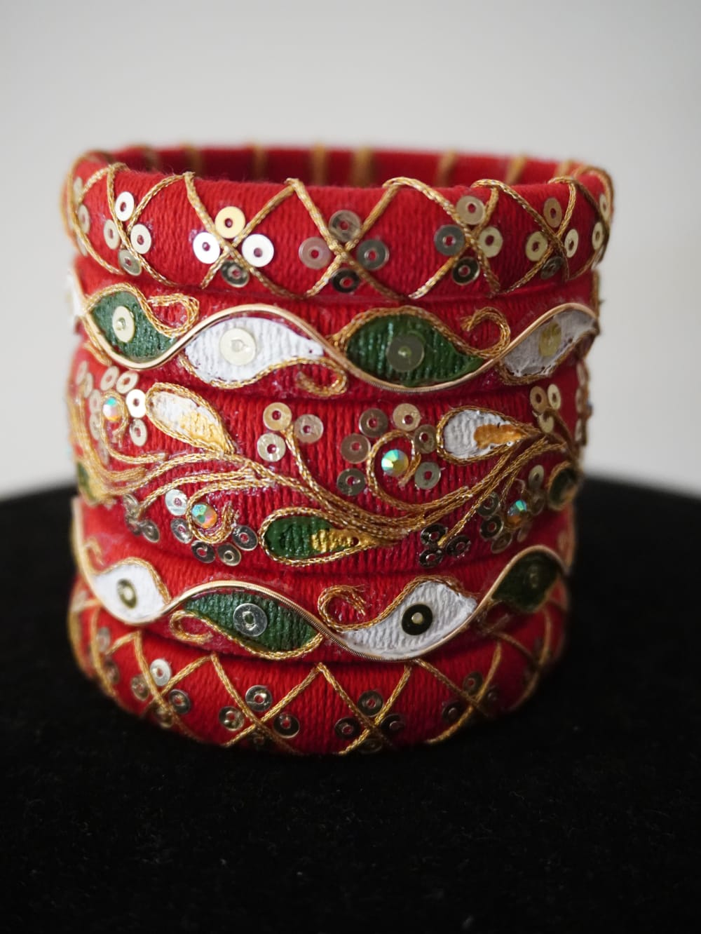 Sneha Golden Work Red Thread Bangles