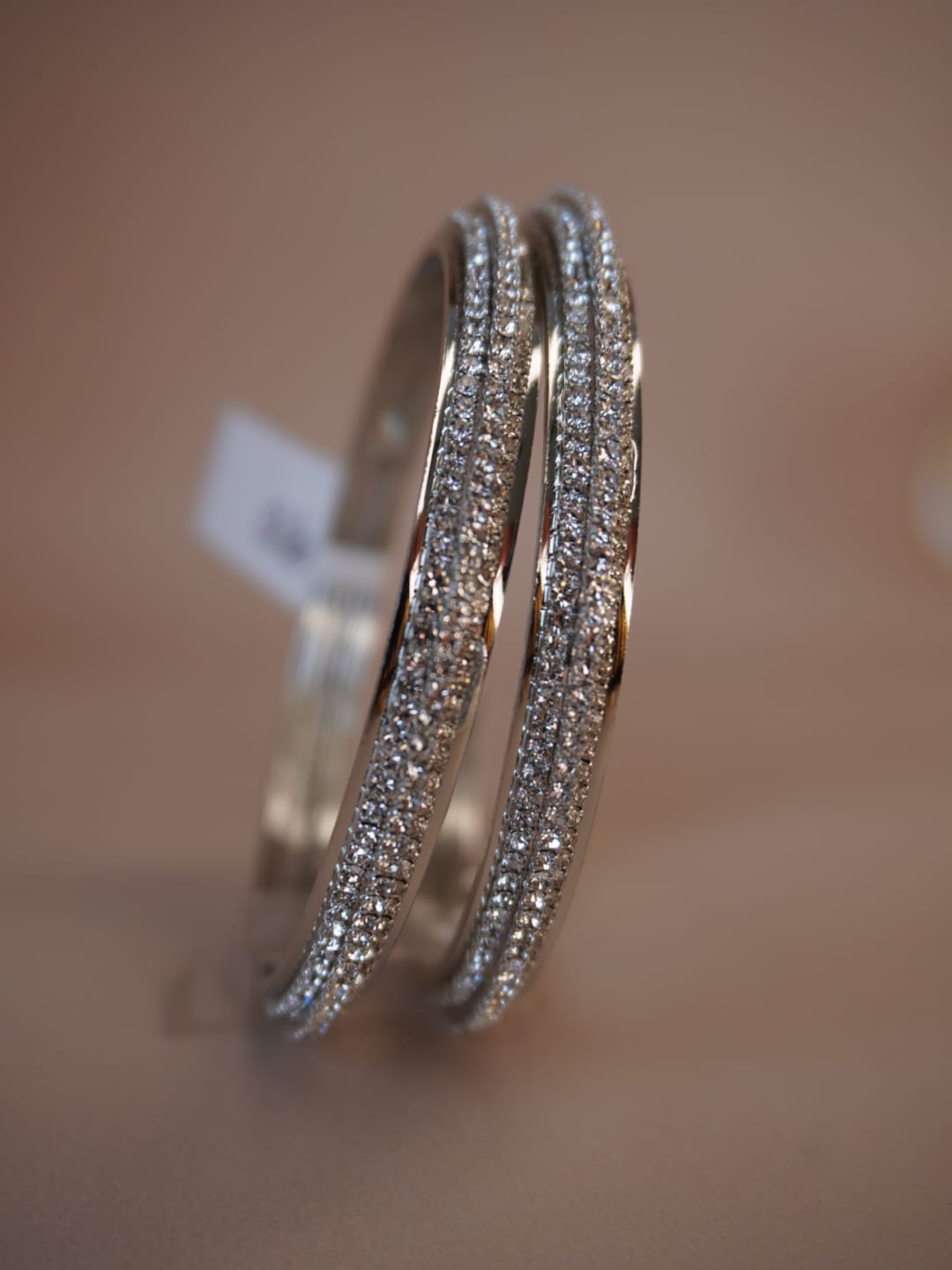 Sonakshi Silver Toned AD Bangles
