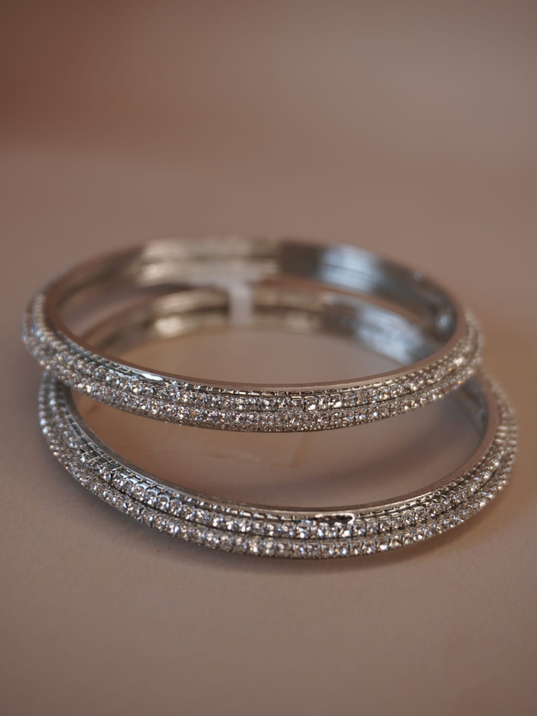 Sonakshi Silver Toned AD Bangles