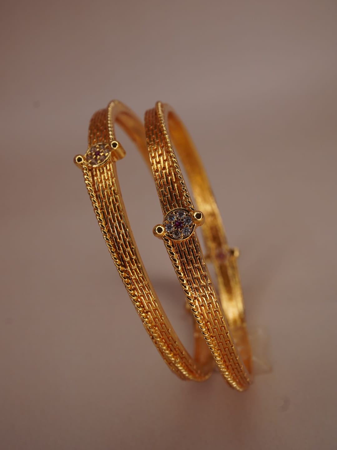 Textured Imitation jewellery Bangles with Crystal Accents