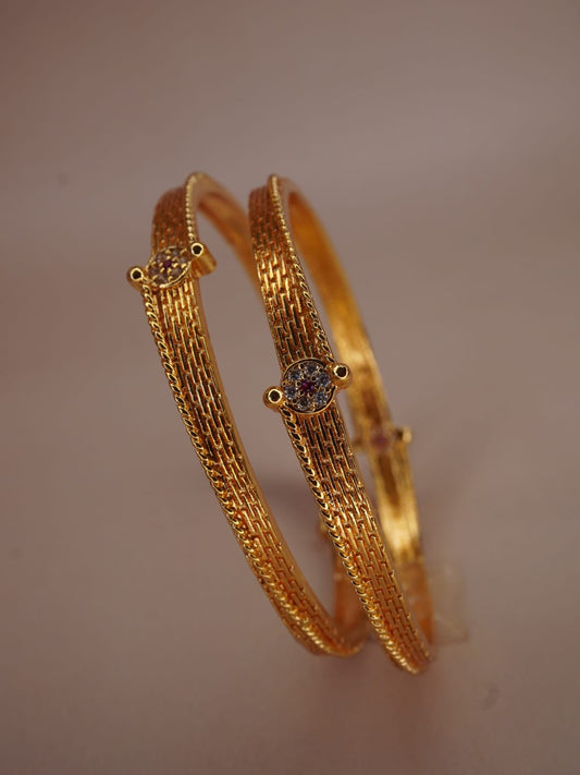 Textured Imitation jewellery Bangles with Crystal Accents