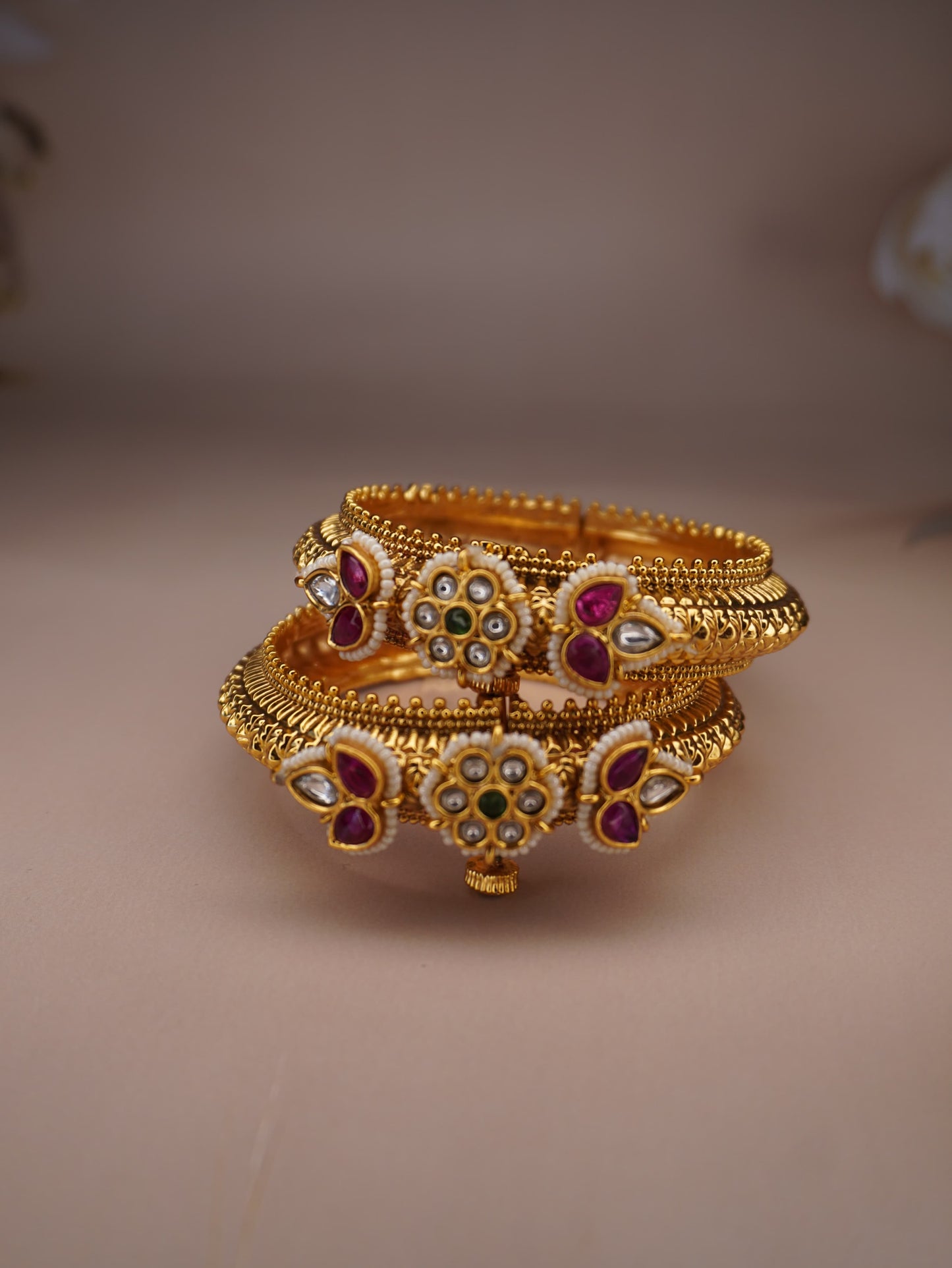 Traditional Jadau Openable Kada Bangles