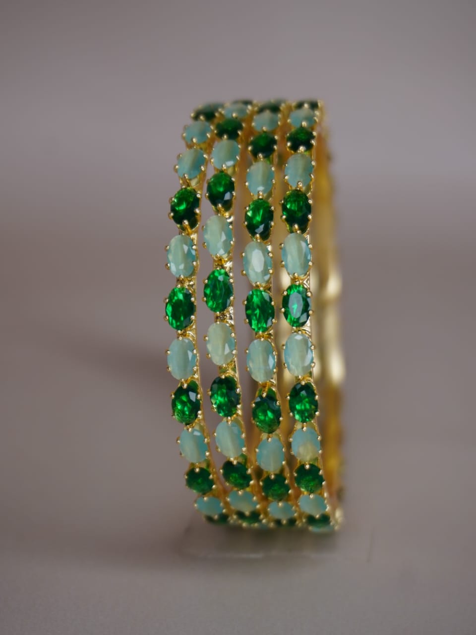 Varsha Emerald Green Stones Bangles