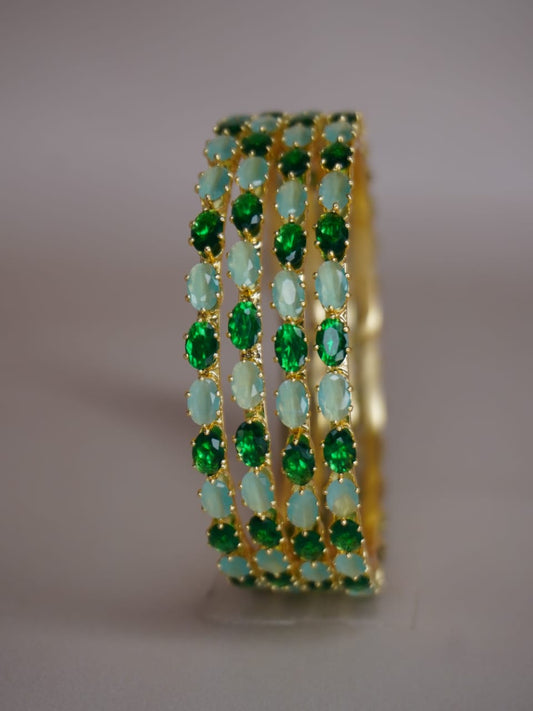 Varsha Emerald Green Stones Bangles