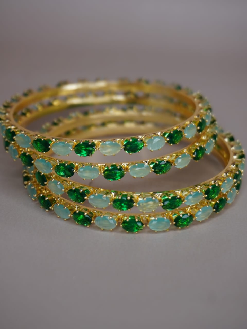 Varsha Emerald Green Stones Bangles