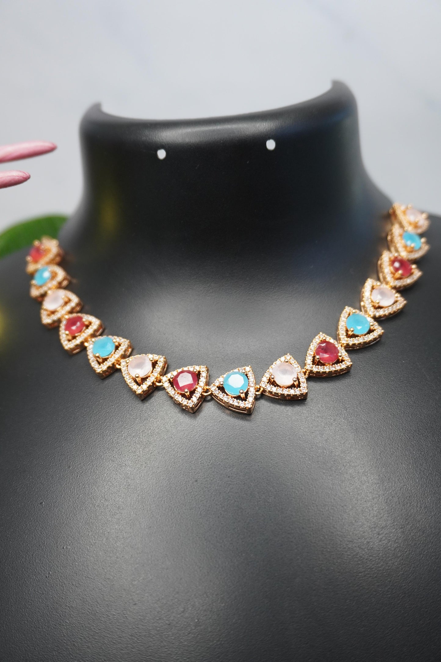Gold Plated Ad Diamond Choker Necklace Ad005