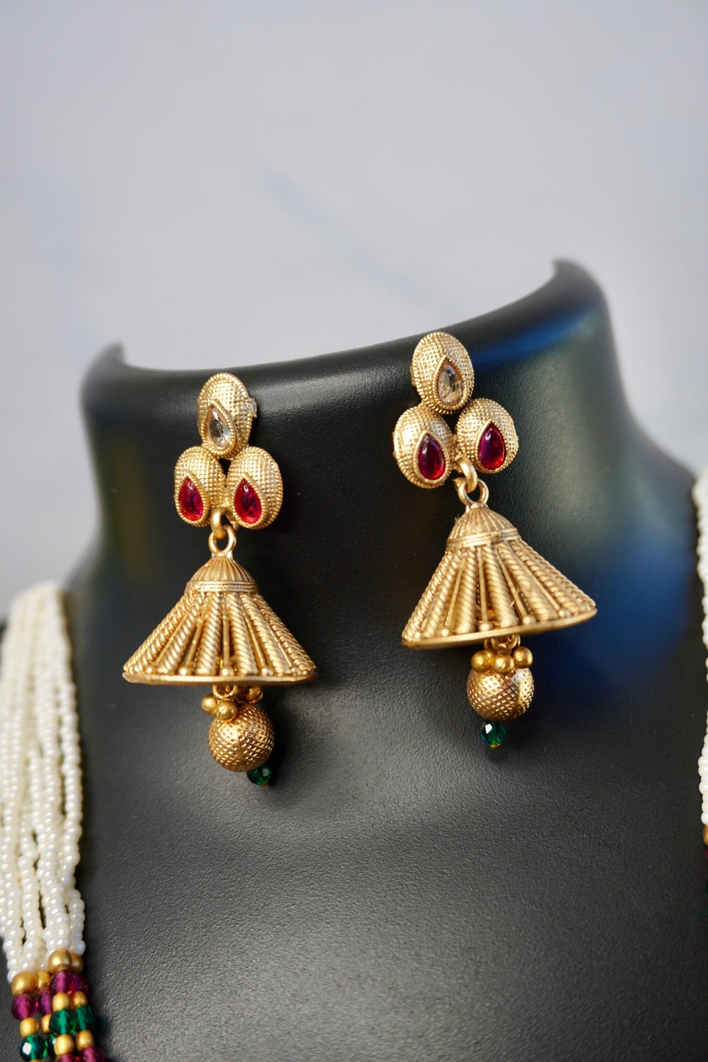 CHARM Antique Kundan Long Necklace & Jhumkas