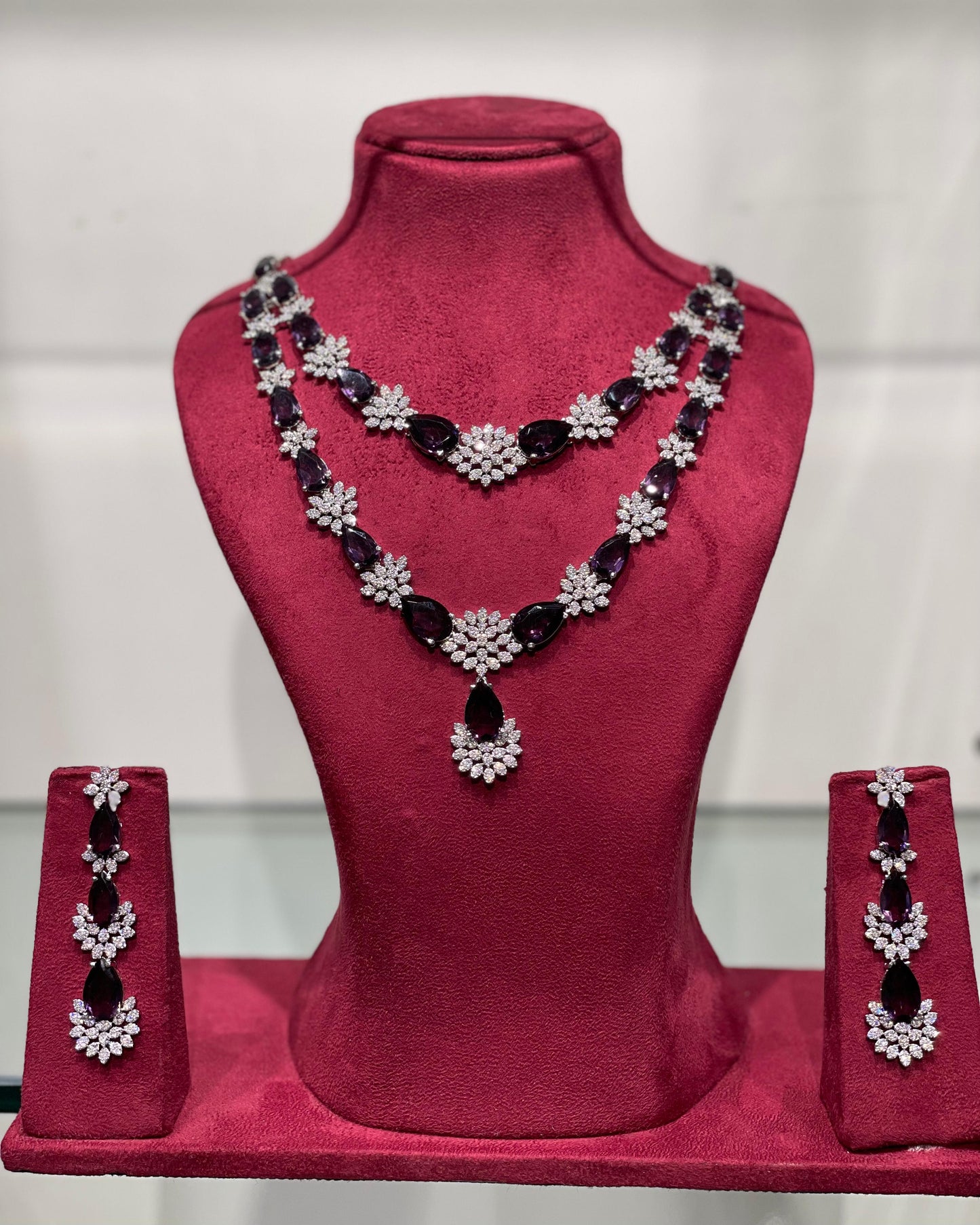 Asmi's Layered Violet American Diamond Set