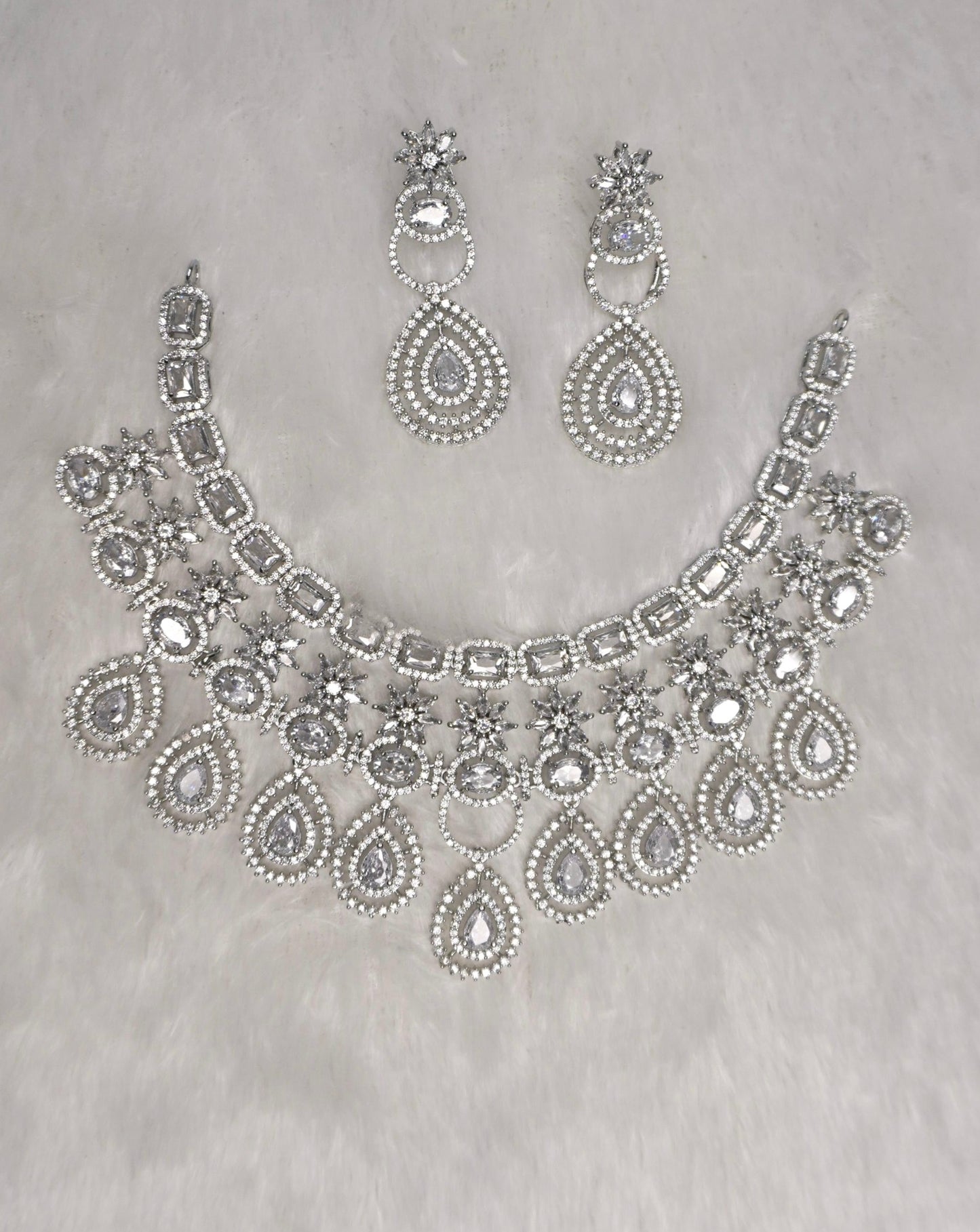 Layered American Diamond Necklace Set