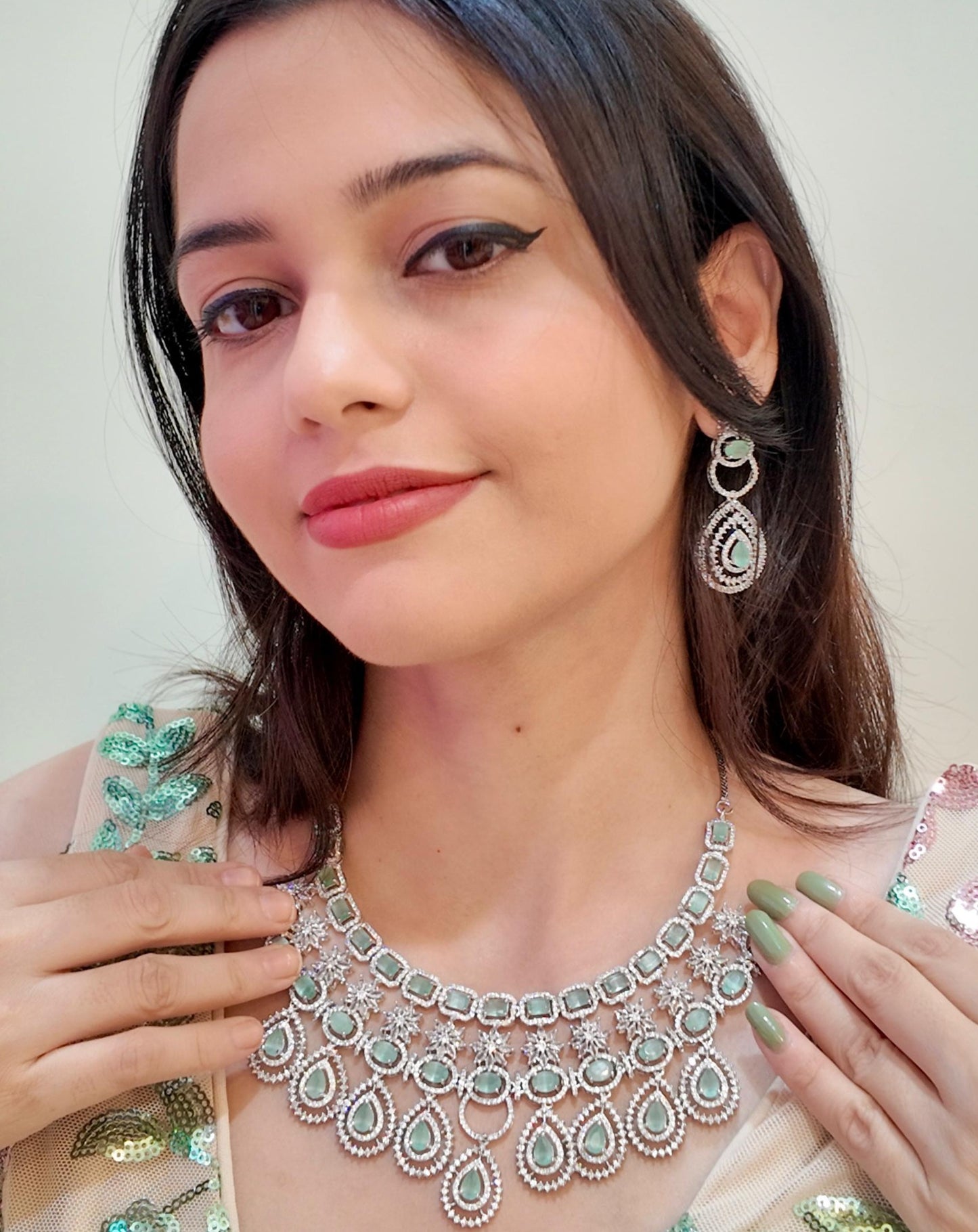 Layered American Diamond Necklace Set