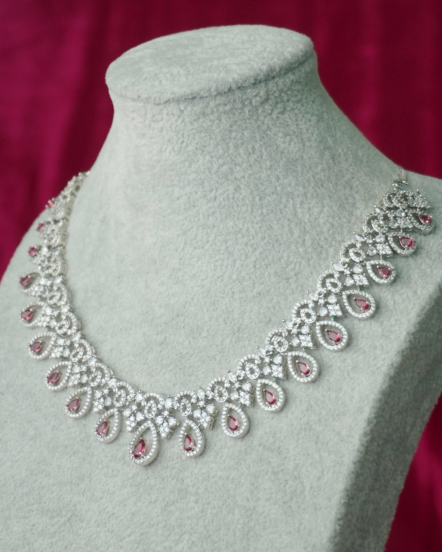 Beautiful Pink AD Stone Necklace