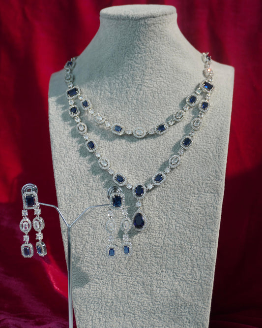 blue layered ad necklace set