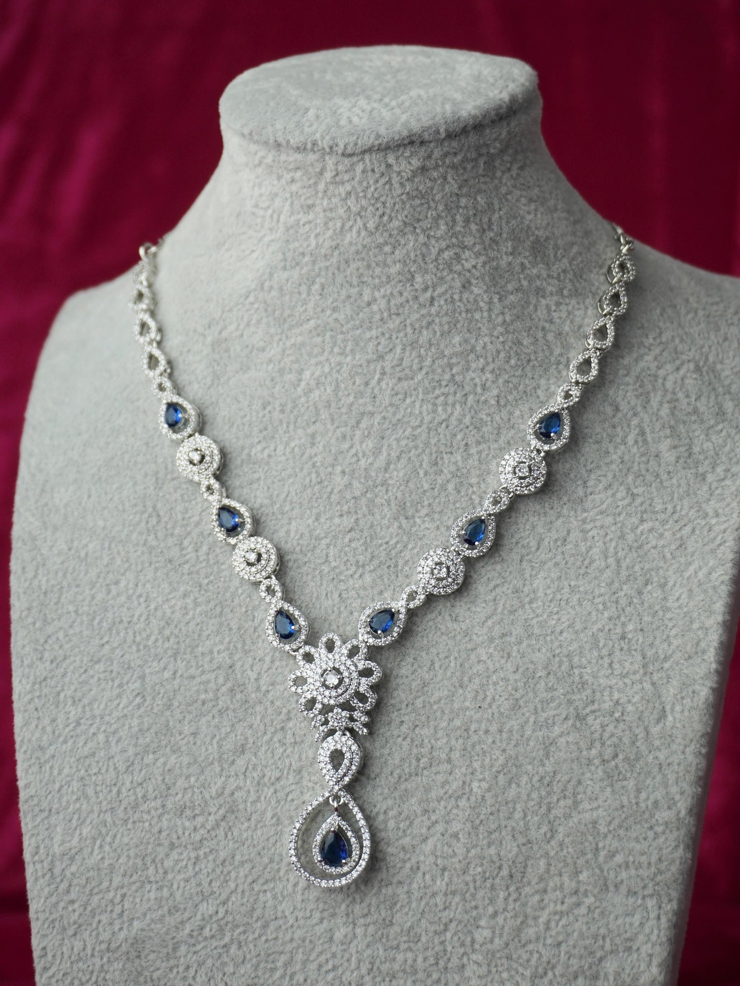 shyamas blue ad diamond necklace