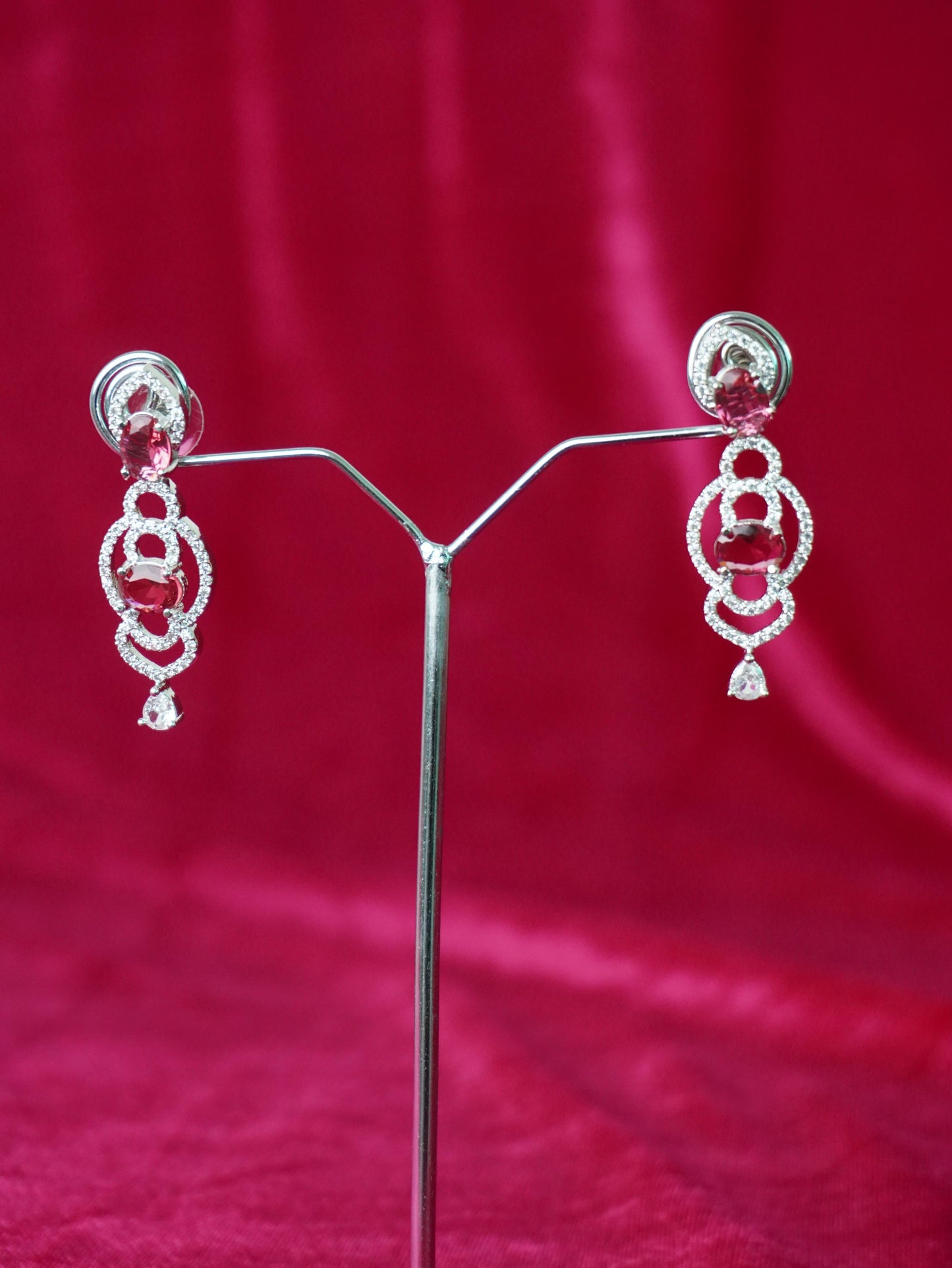 pink american diamond earrings