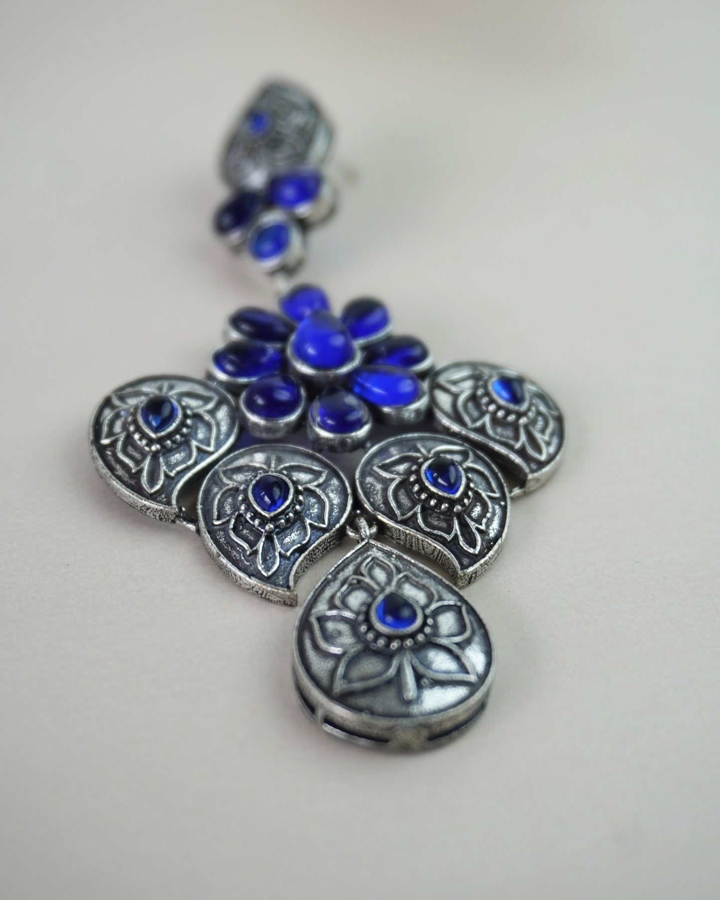 Blue Stone Long Earring E011