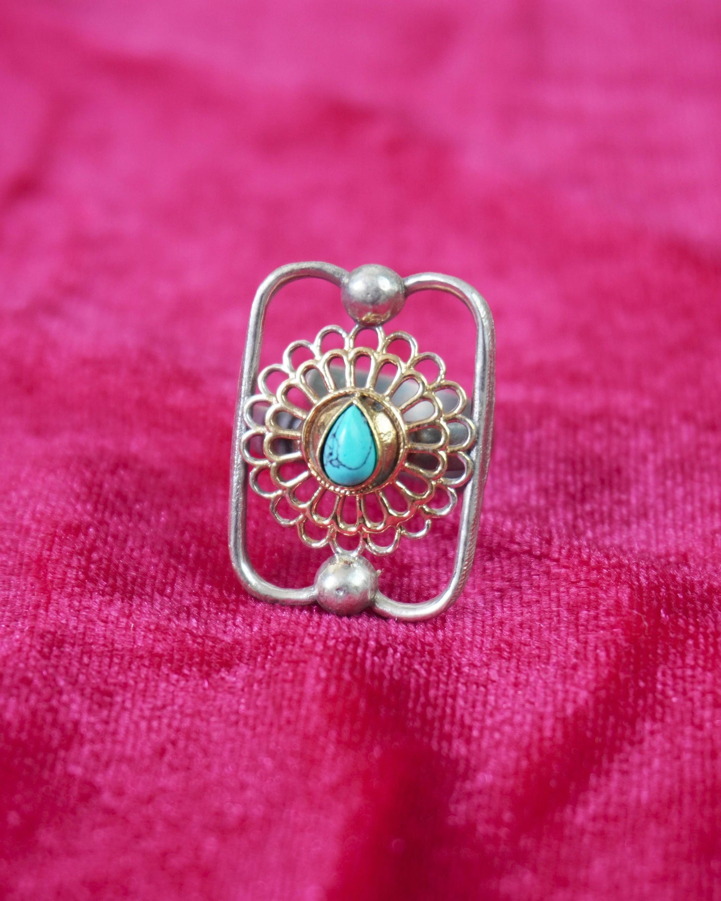 German Silver Turquoise Stone Ring GSR004