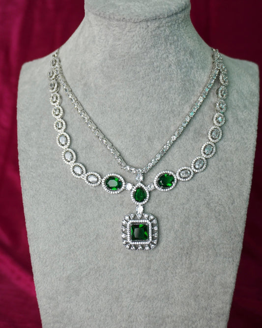 green layered ad necklace pendant style