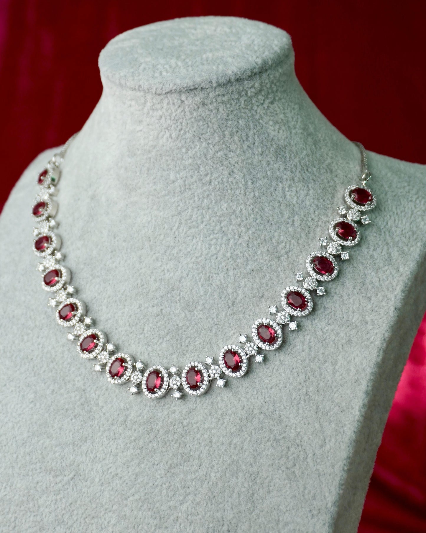 pink ad stone necklace set