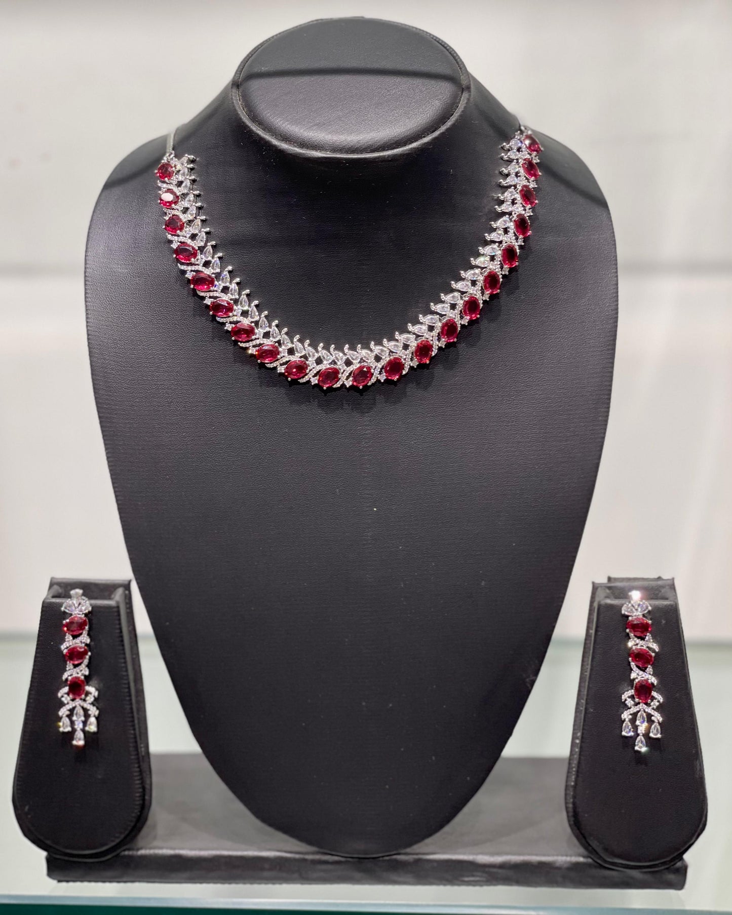 red ad diamond necklace