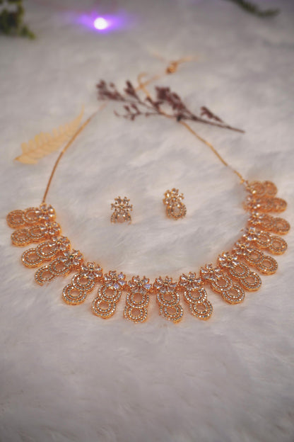 Rose Gold American Diamond Necklace ADR005