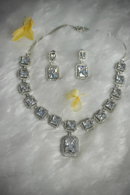 silver coated ad necklace set