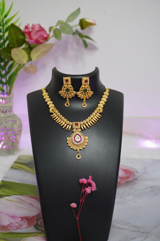 Kundan Antique gold necklace set